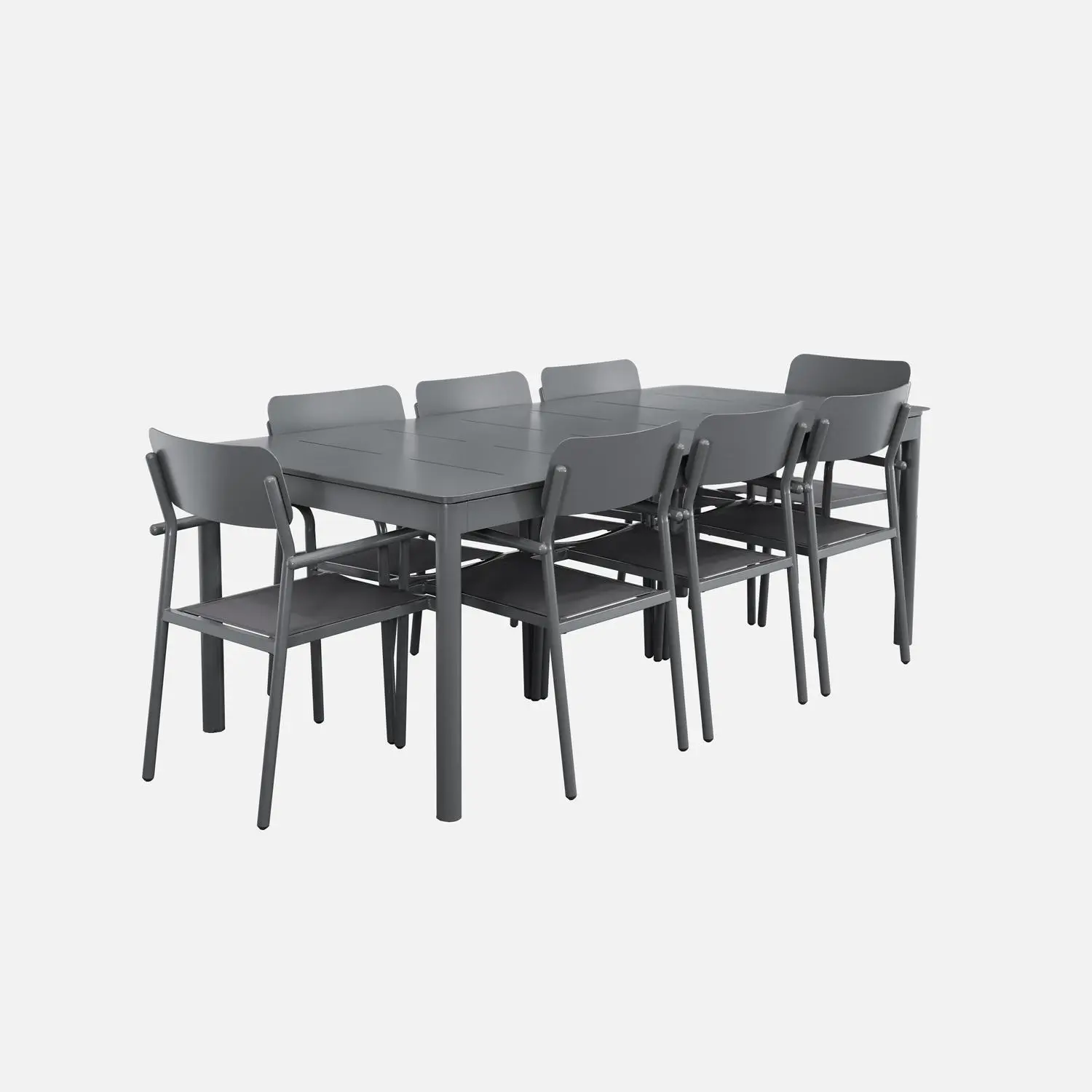 Table de jardin extensible aluminium + 8 assises