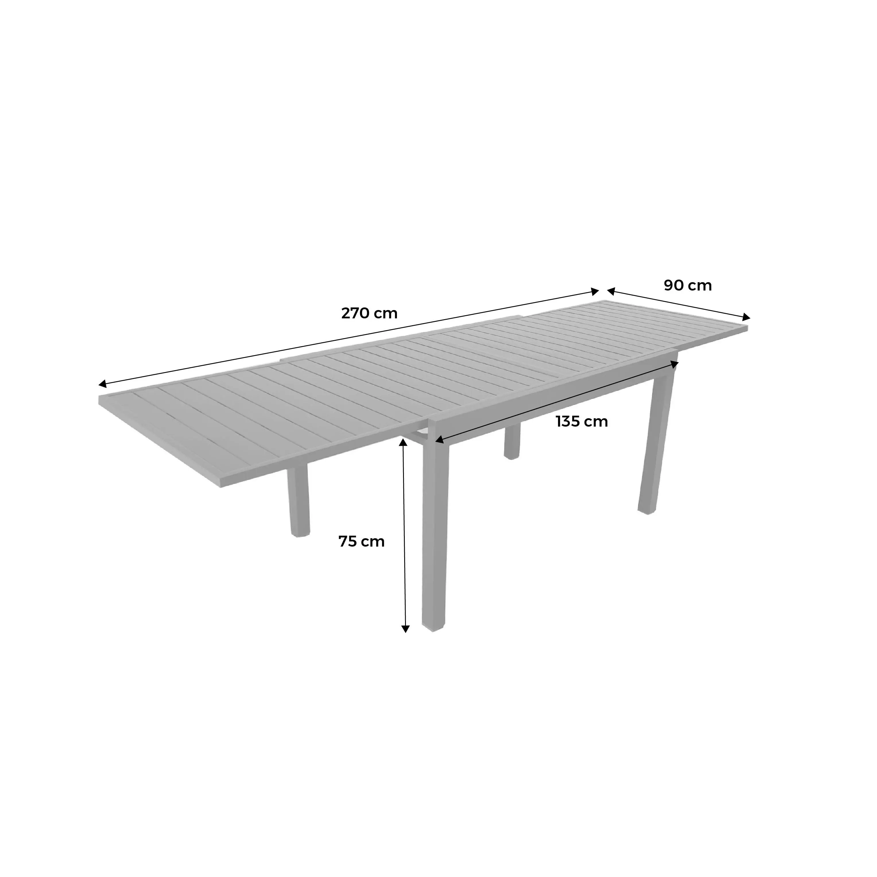 Table de jardin extensible aluminium 8 places