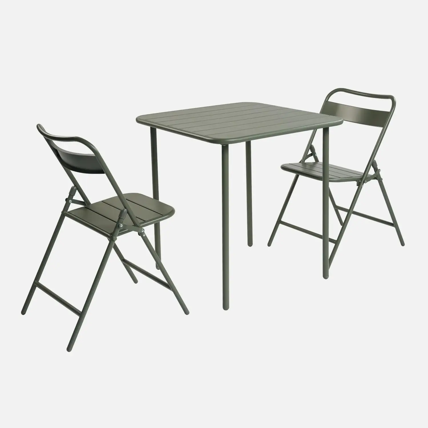 Table de jardin métal + 2 assises