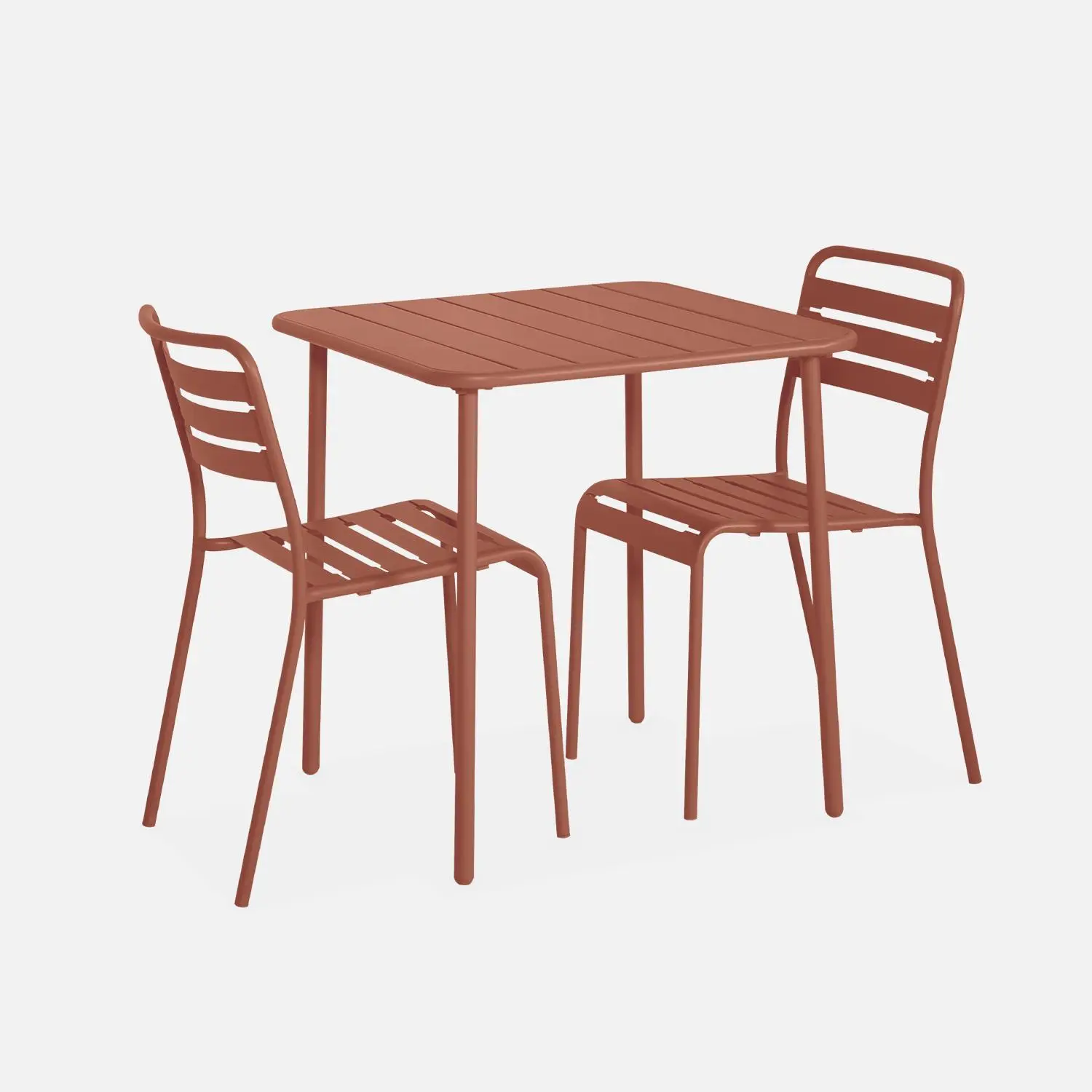Table de jardin métal + 2 assises