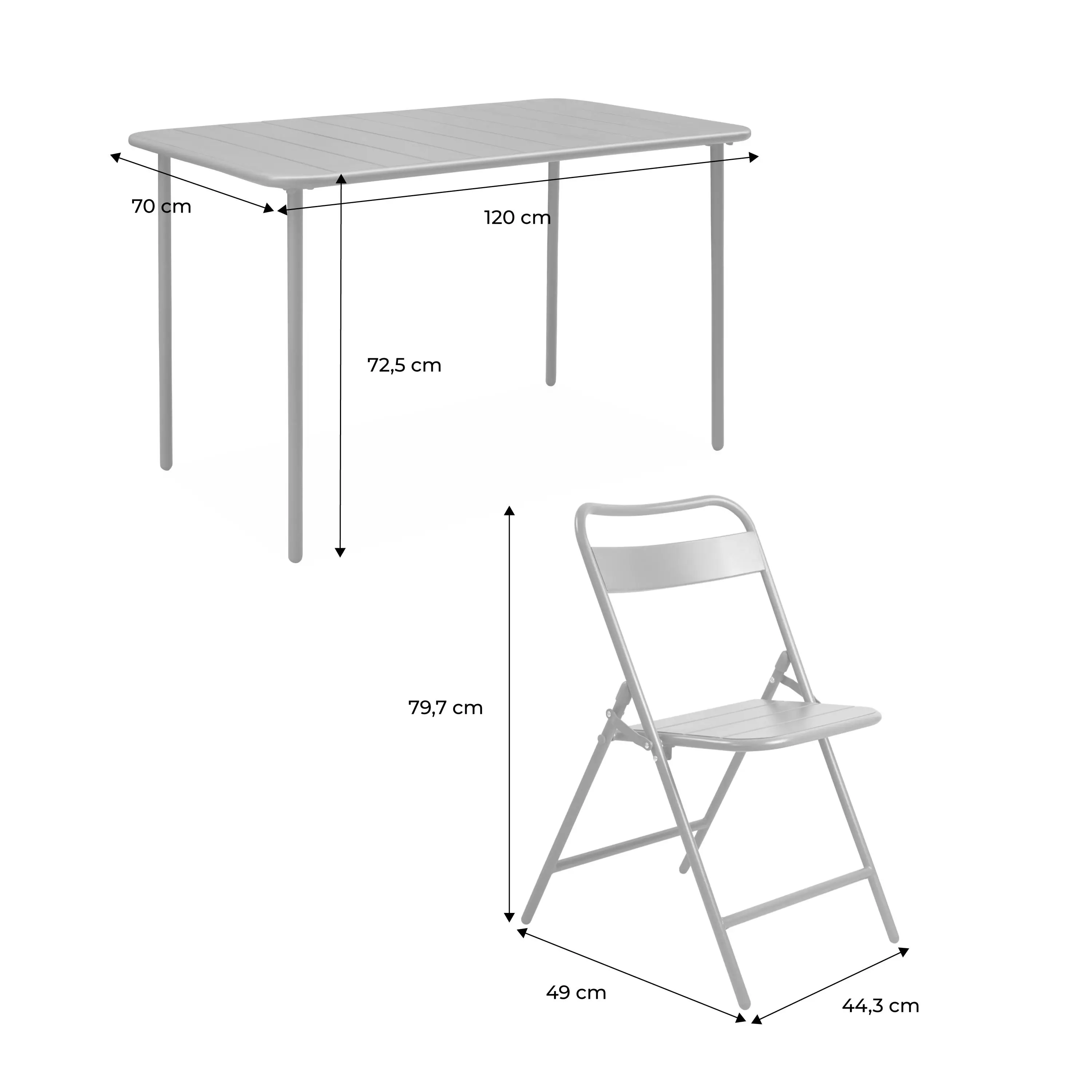 Table de jardin métal + 4 assises