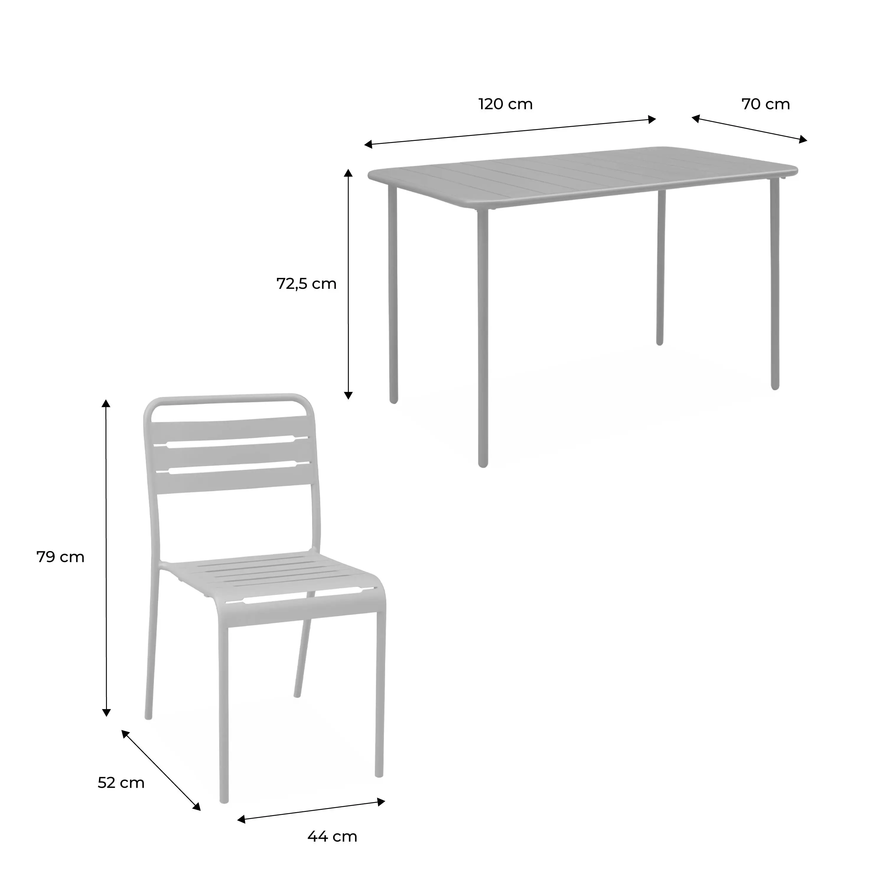 Table de jardin métal + 4 assises