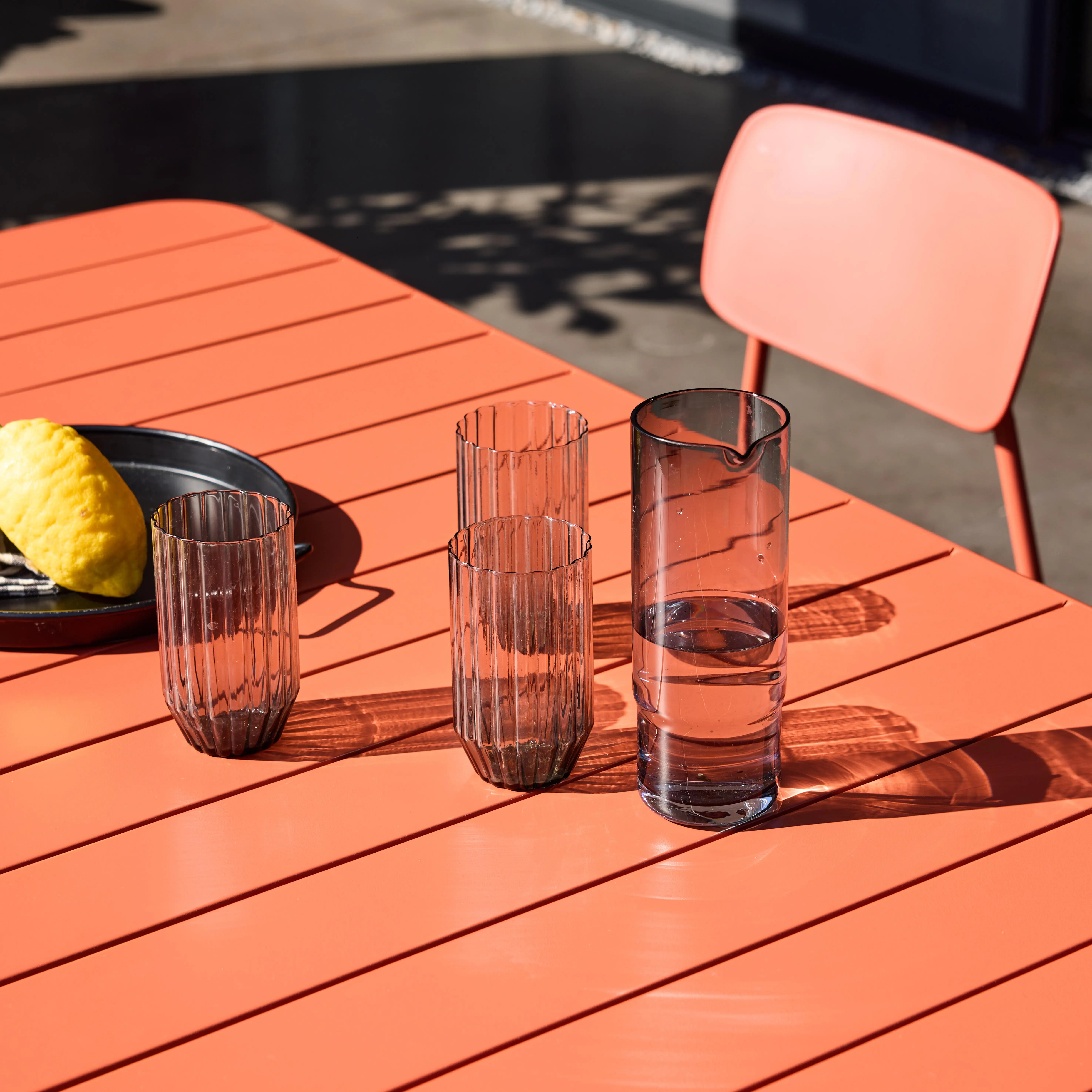 Table de jardin métal + 6 assises