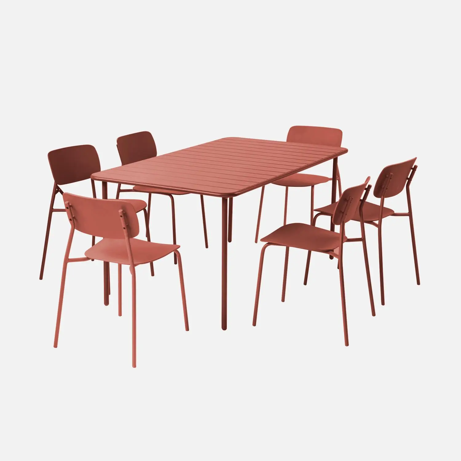 Table de jardin métal + 6 assises