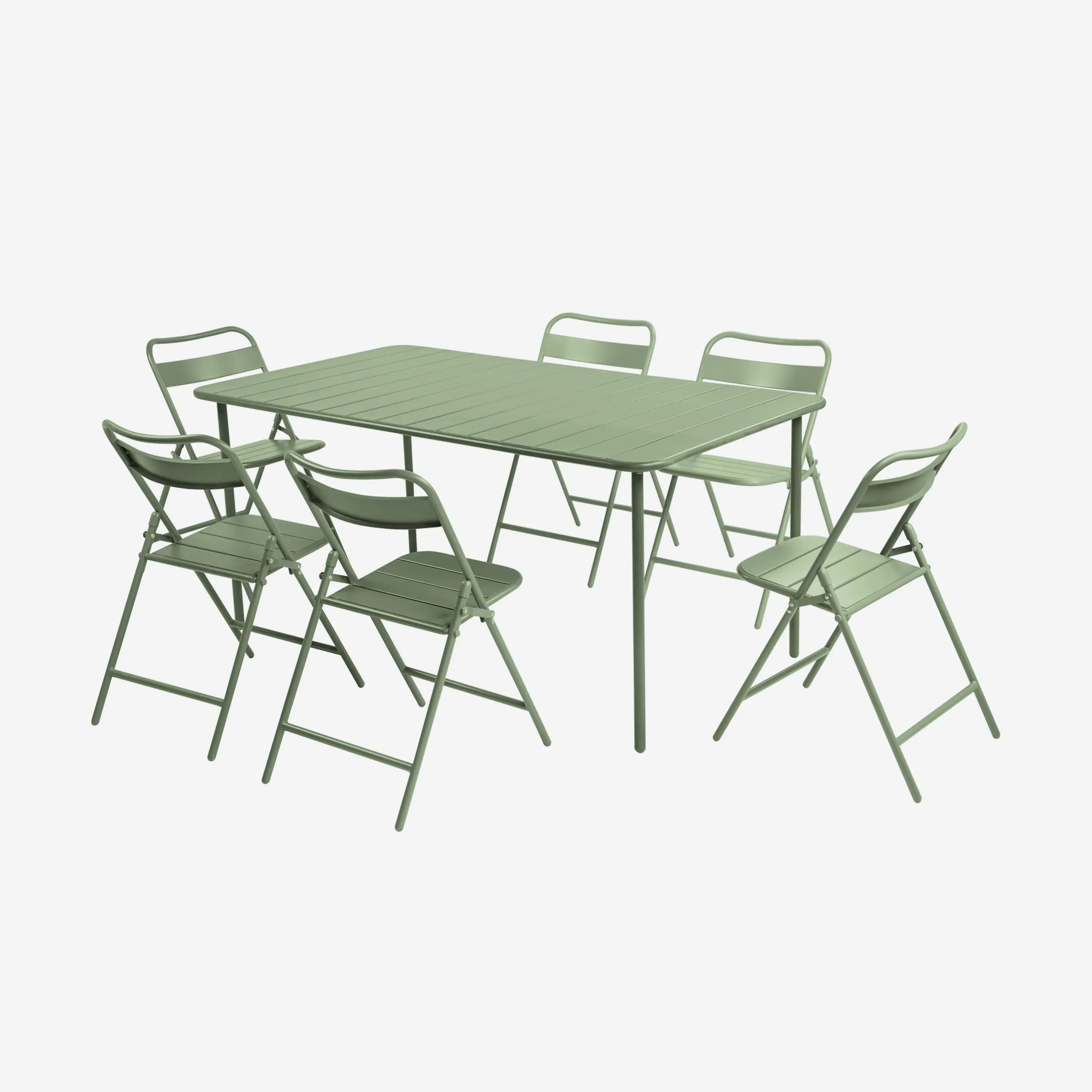 Table de jardin métal + 6 assises
