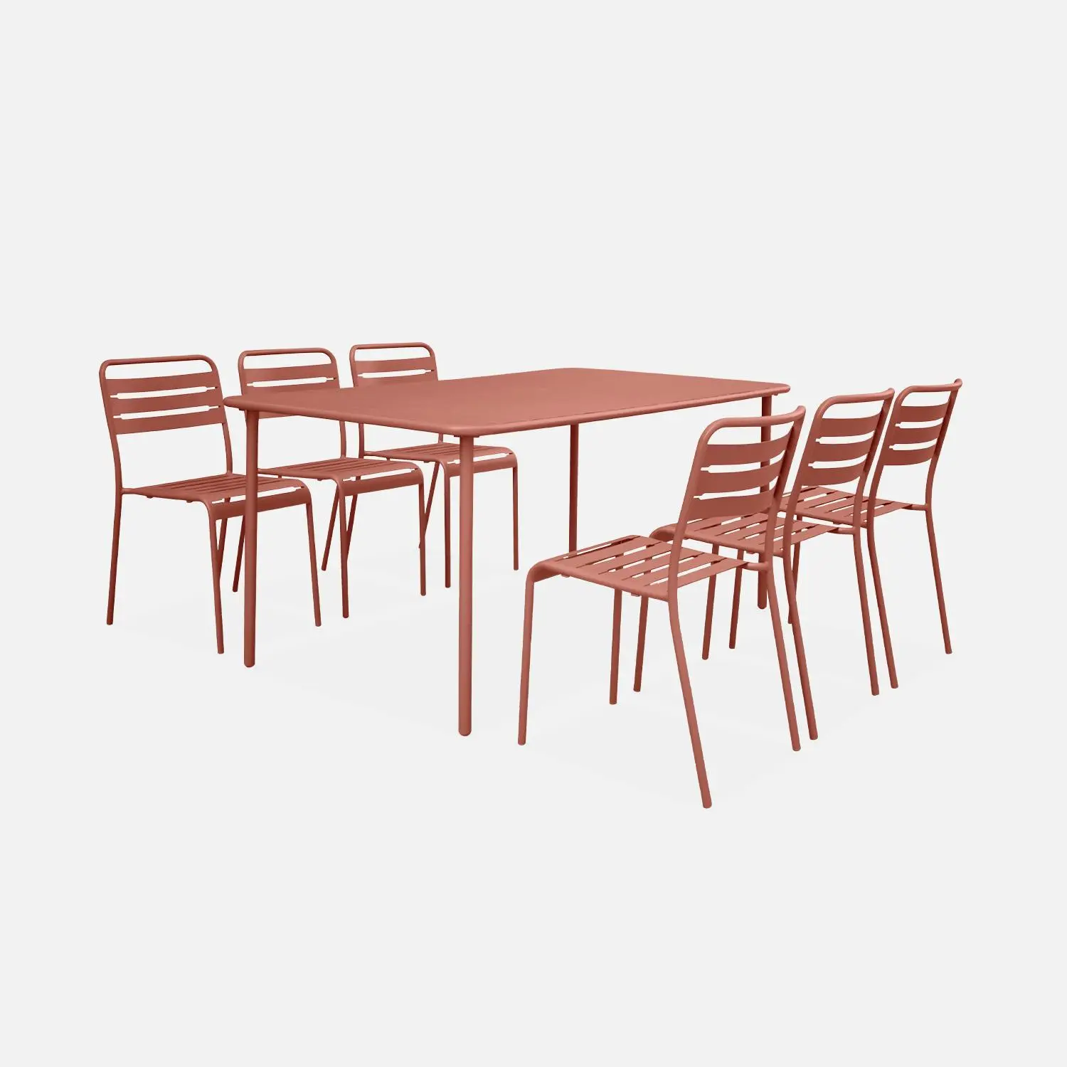 Table de jardin métal + 6 assises