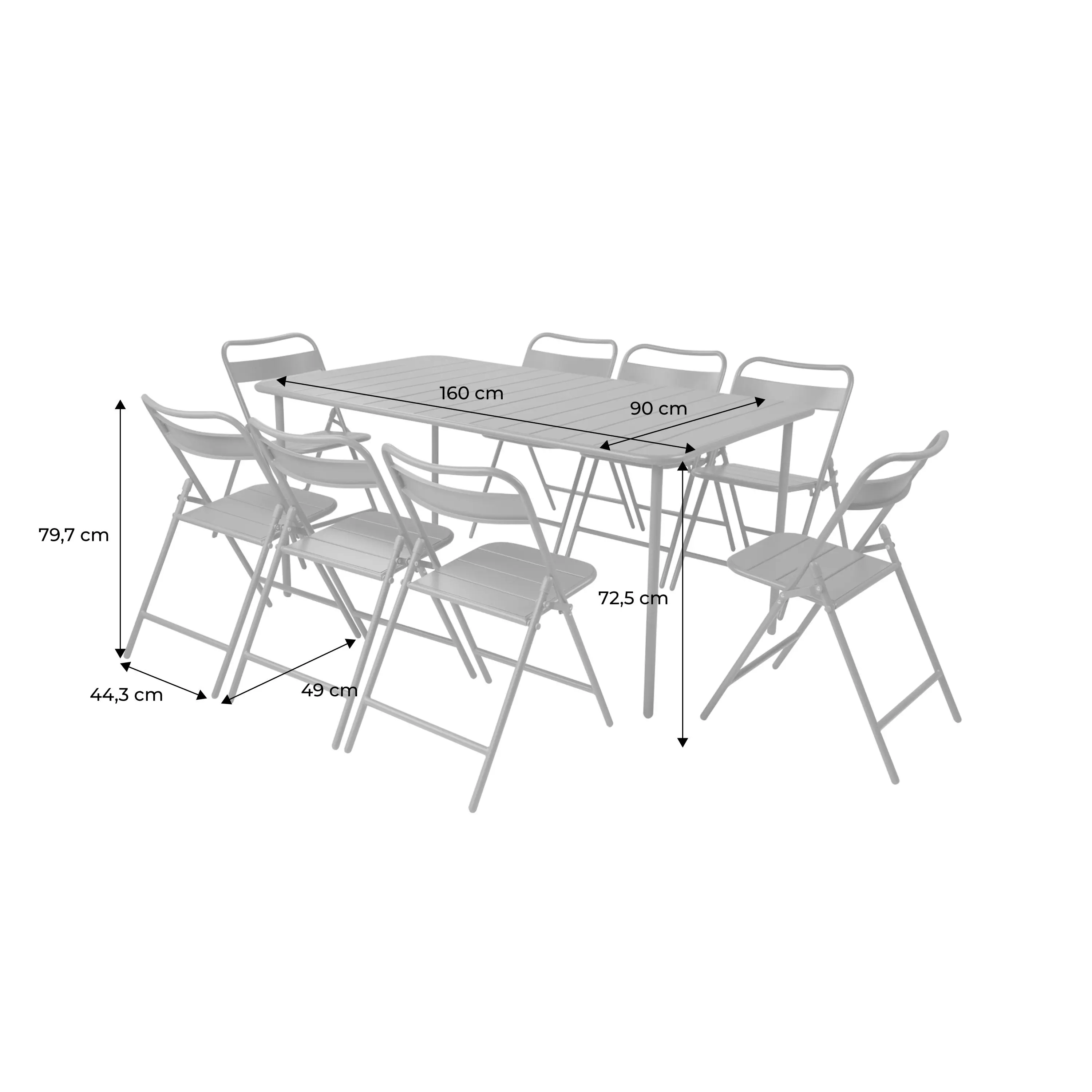 Table de jardin métal + 8 assises