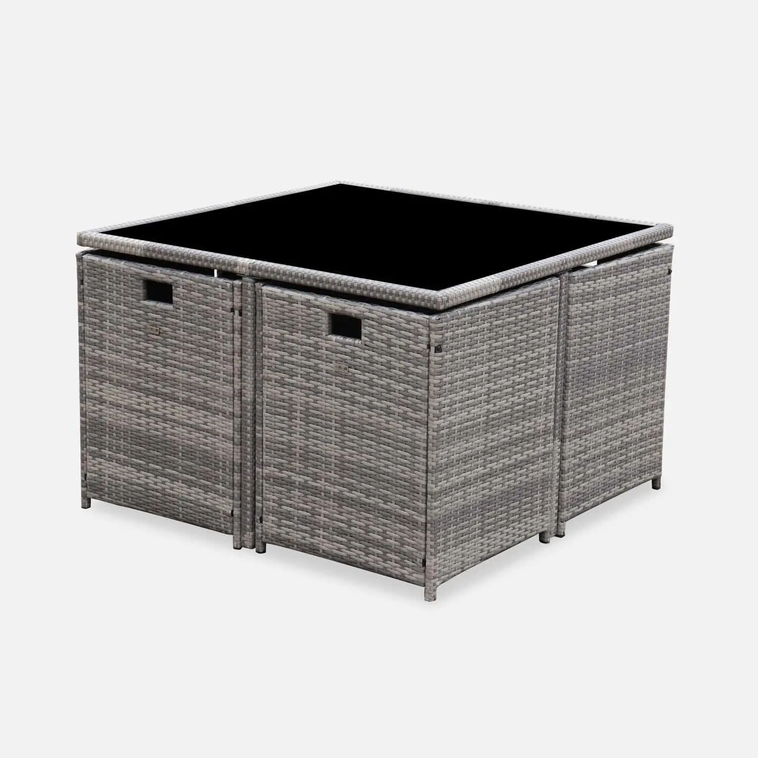 Table de jardin encastrable résine tressée + 8 assises + Housse de protection