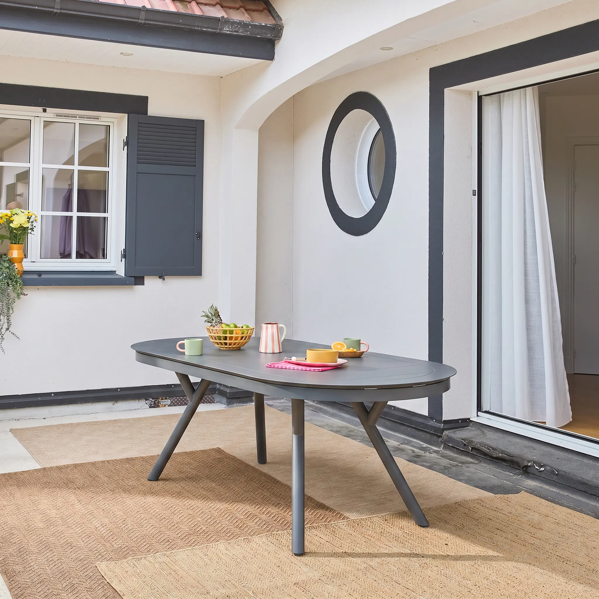 Table de jardin ovale extensible aluminium 10 places
