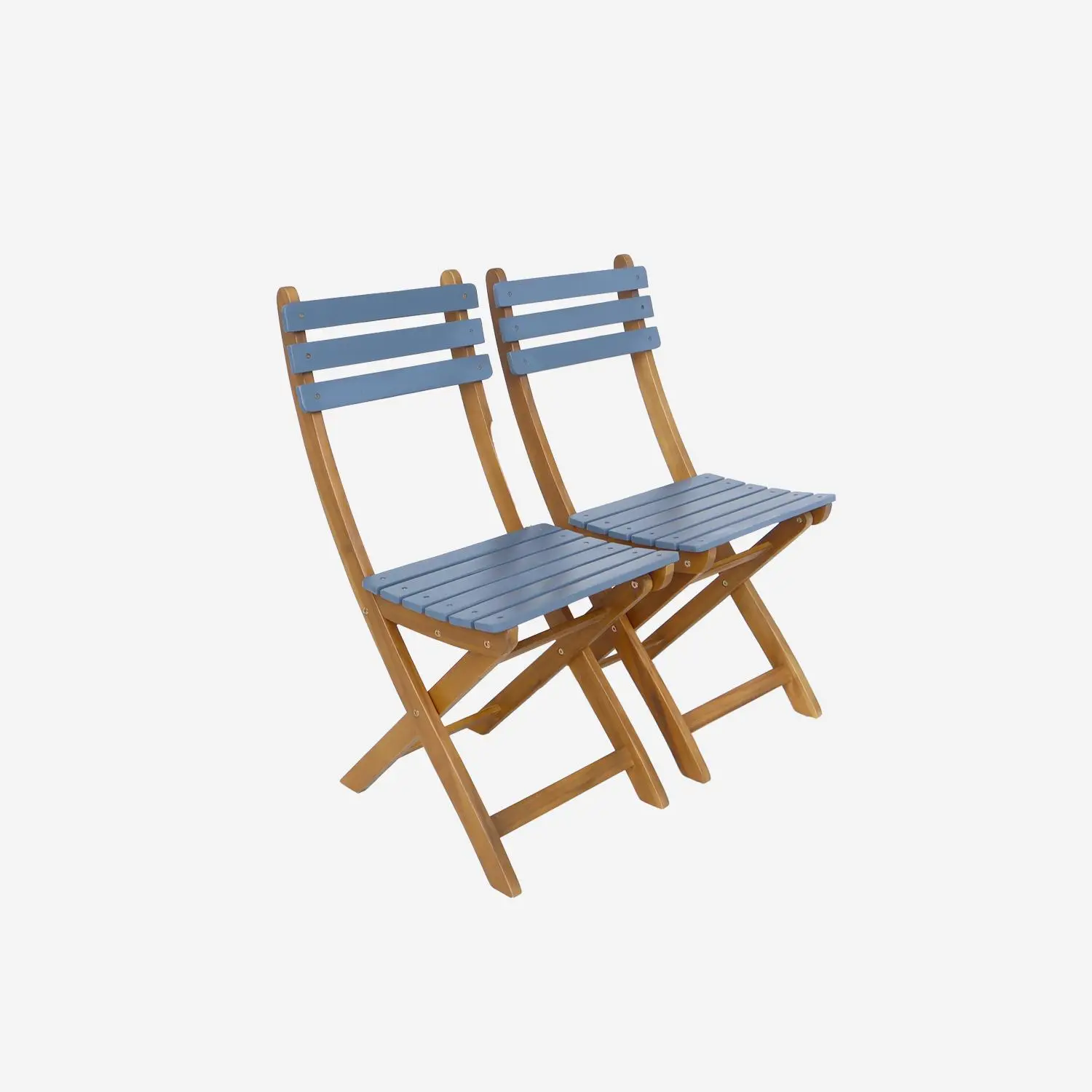 Table de jardin pliante bois d'acacia + 2 assises