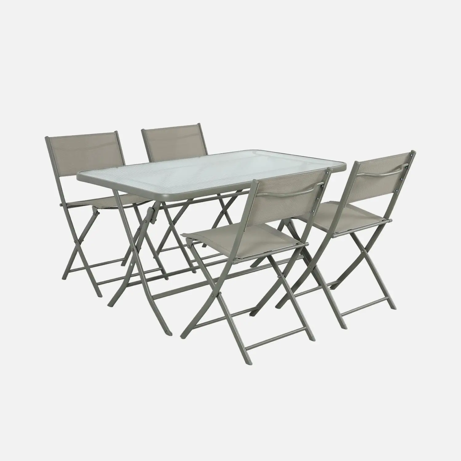 Table de jardin pliante acier + 4 assises