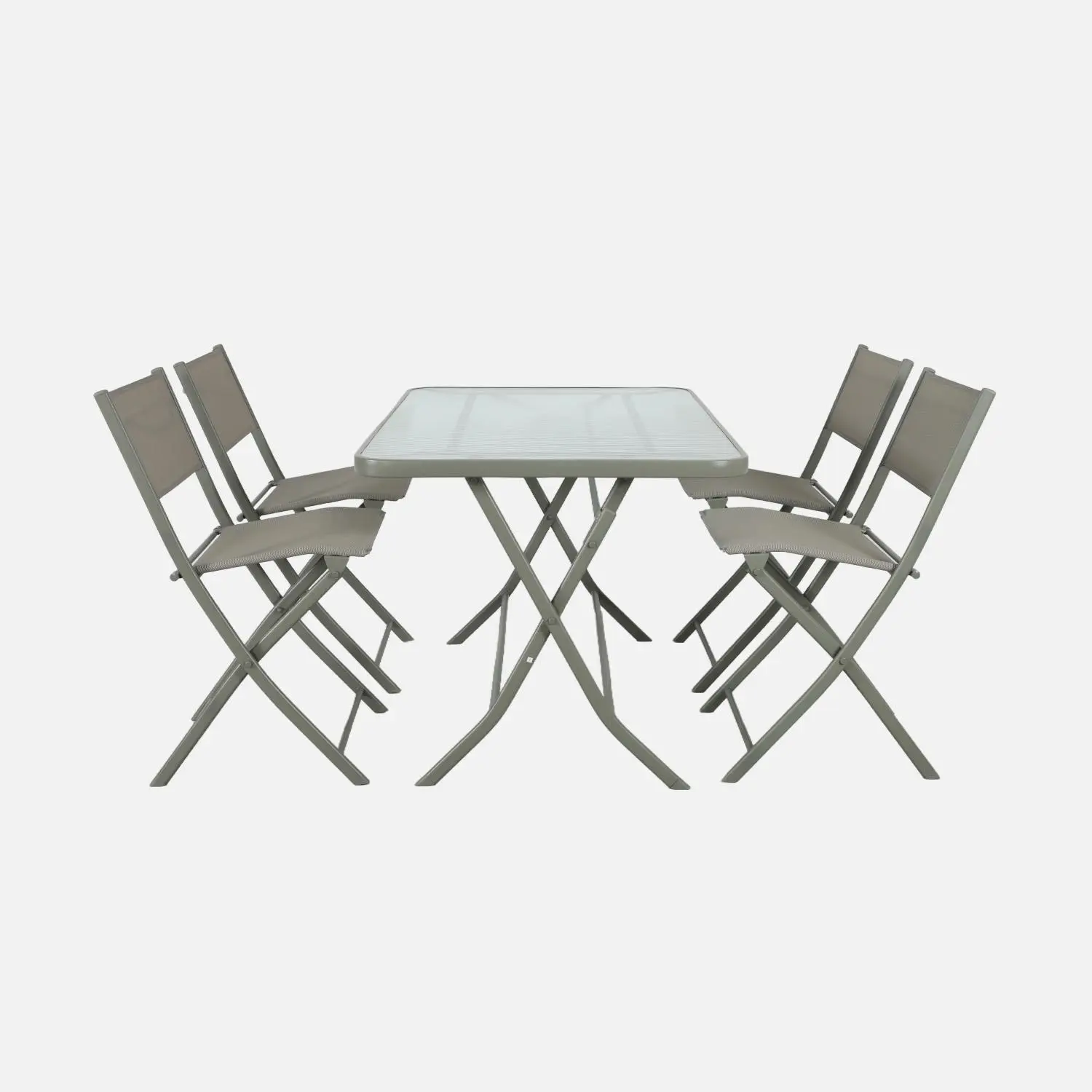 Table de jardin pliante acier + 4 assises