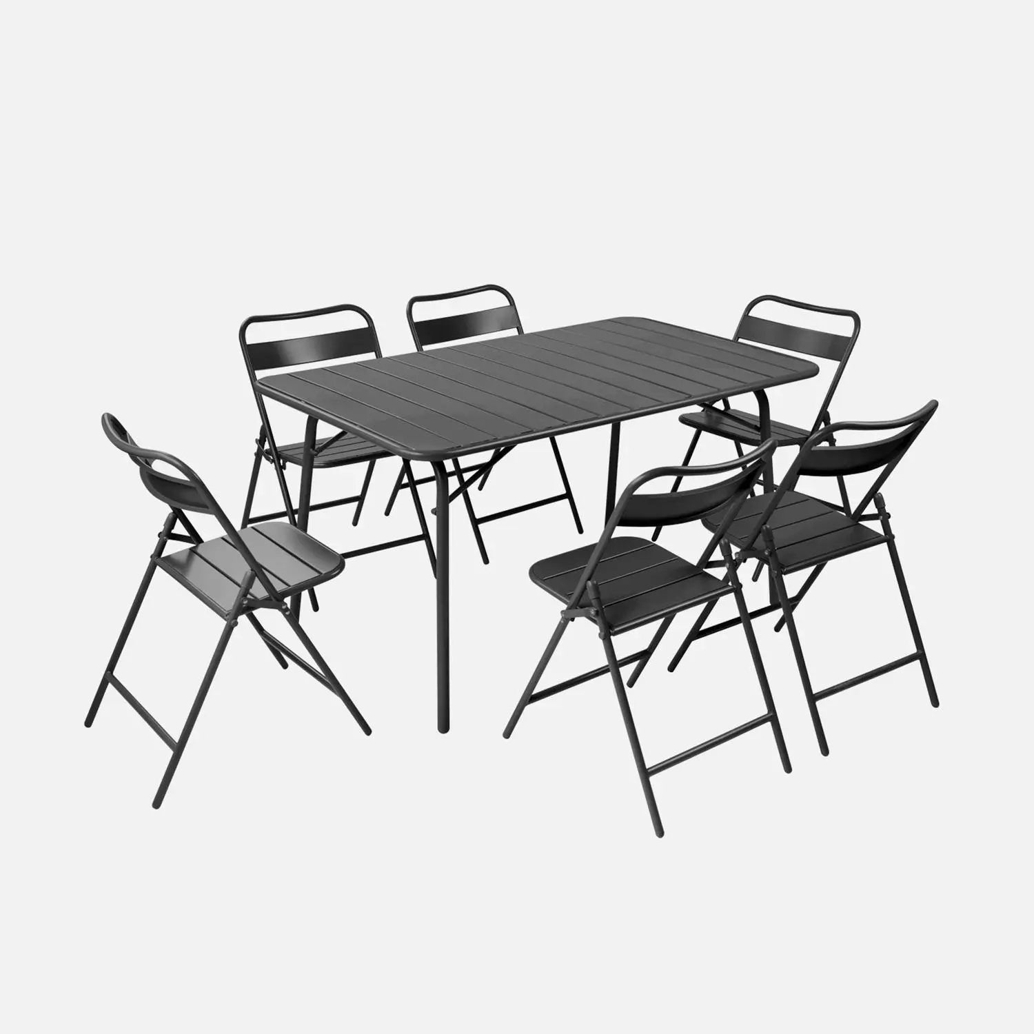 Table de jardin pliante métal + 6 assises