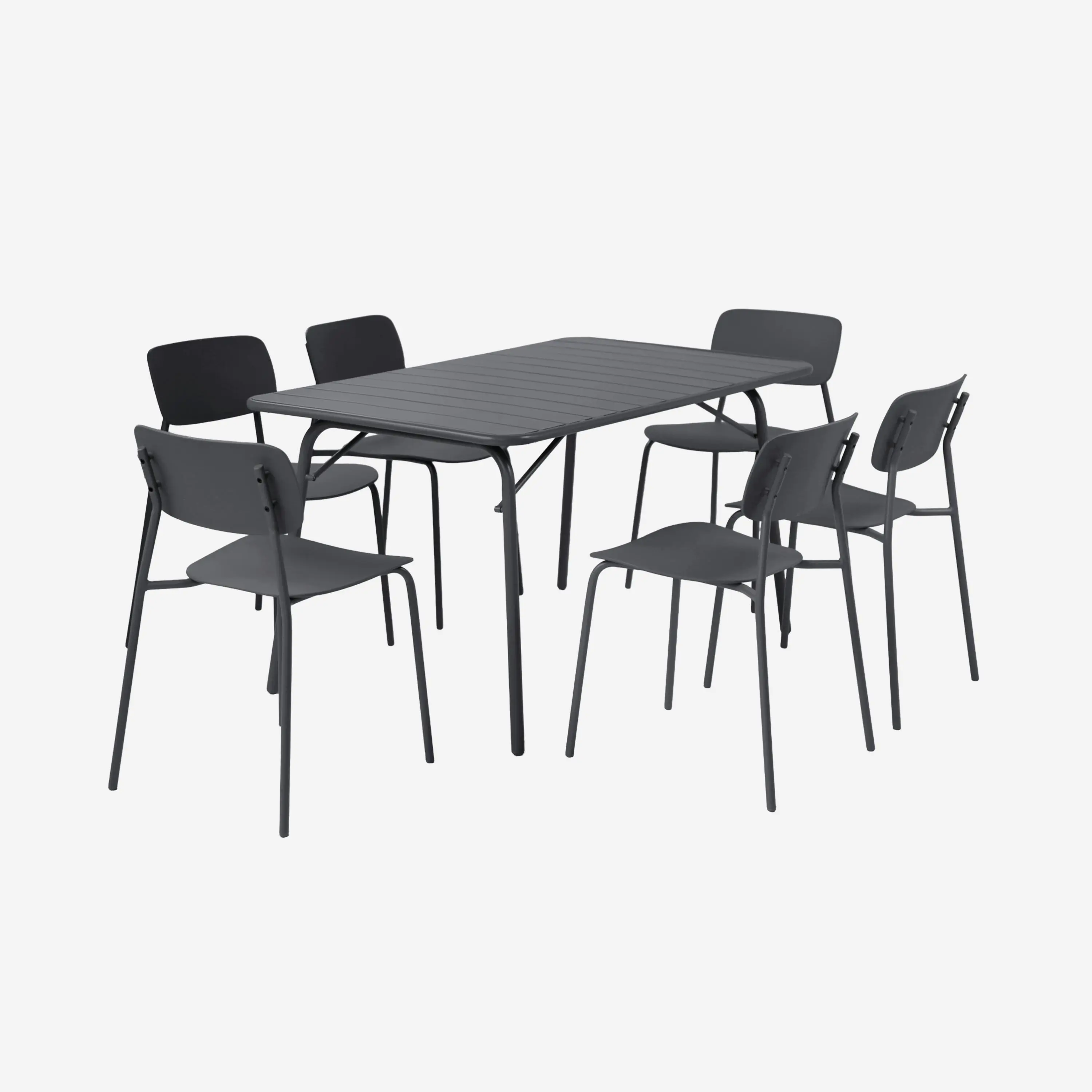 Table de jardin pliante métal + 6 assises