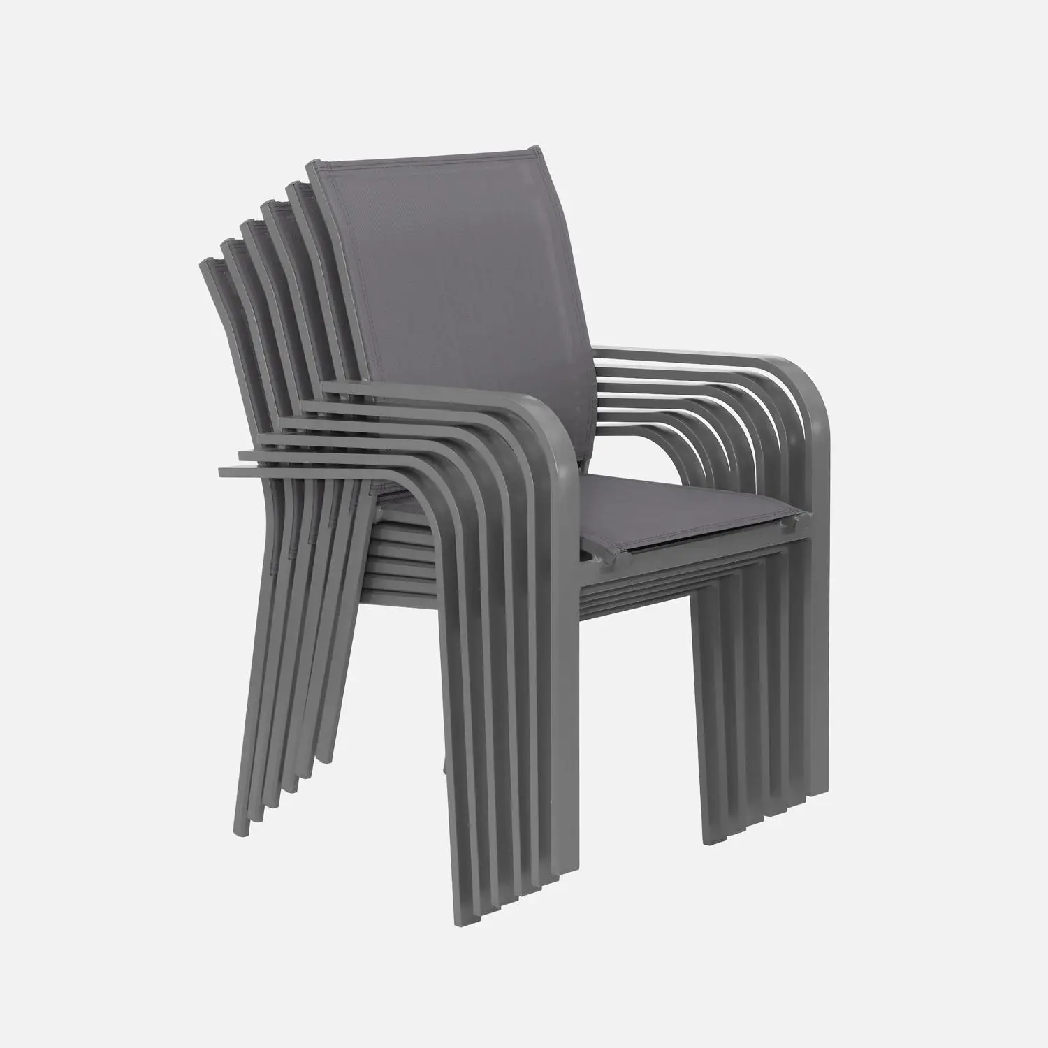 Table de jardin ronde aluminium + 6 assises