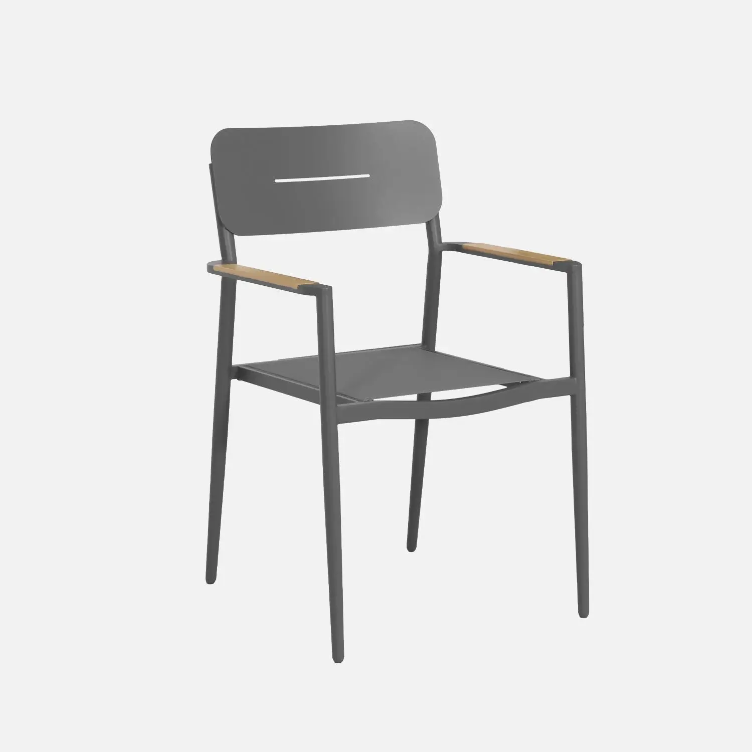 Table de jardin ronde aluminium + 6 assises