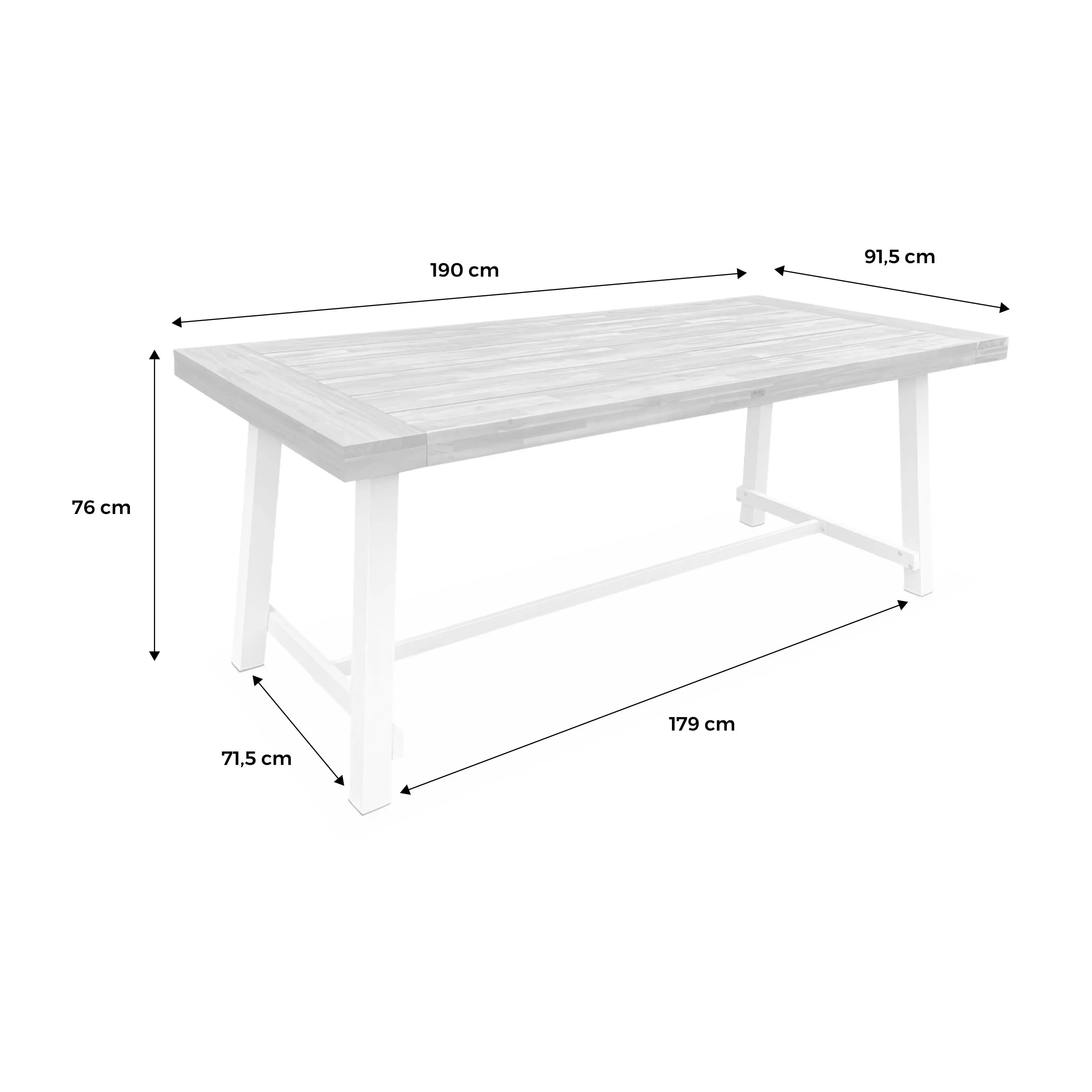 Table intérieur/extérieur bois d'acacia et métal 6-8 places