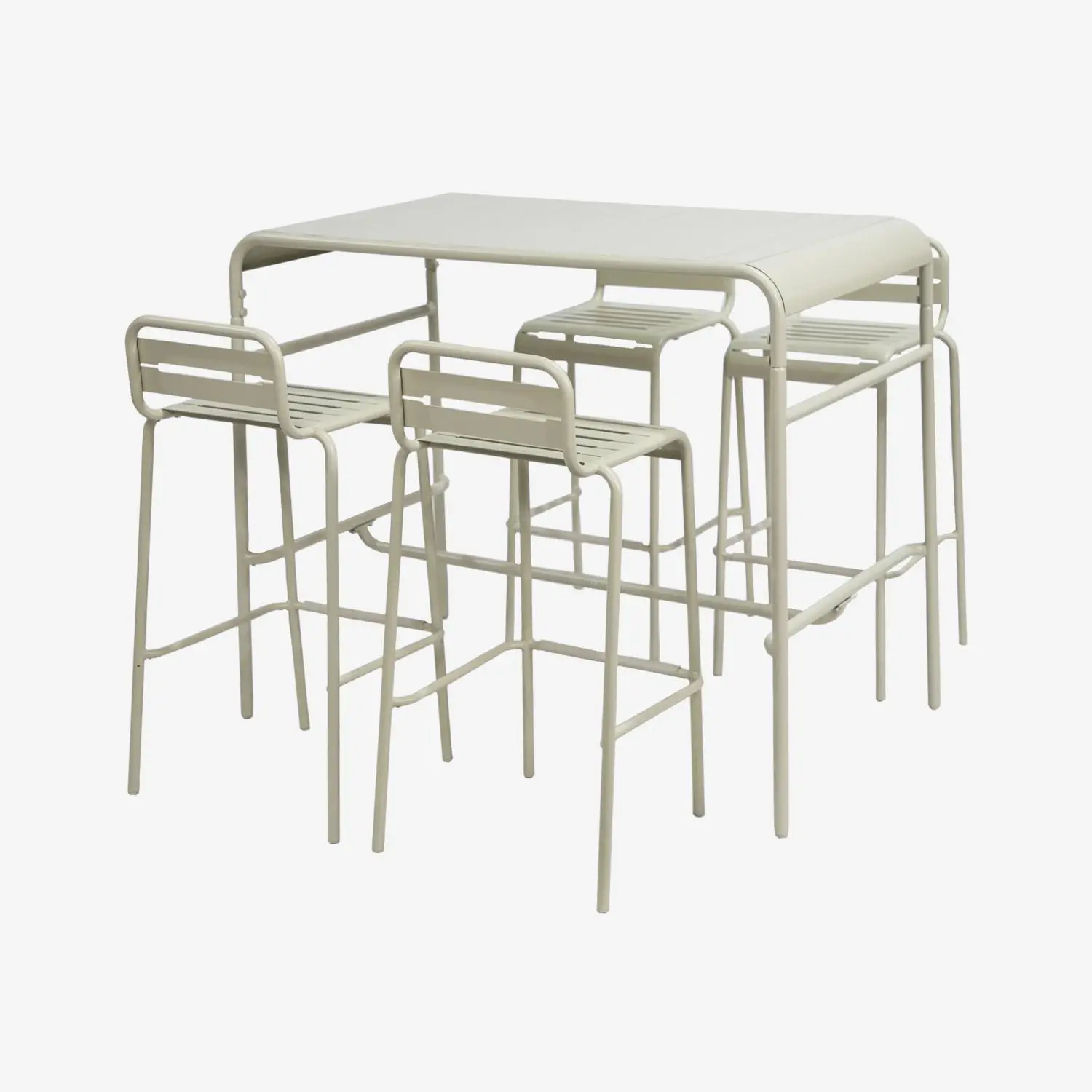 Table haute de jardin acier + 4 assises