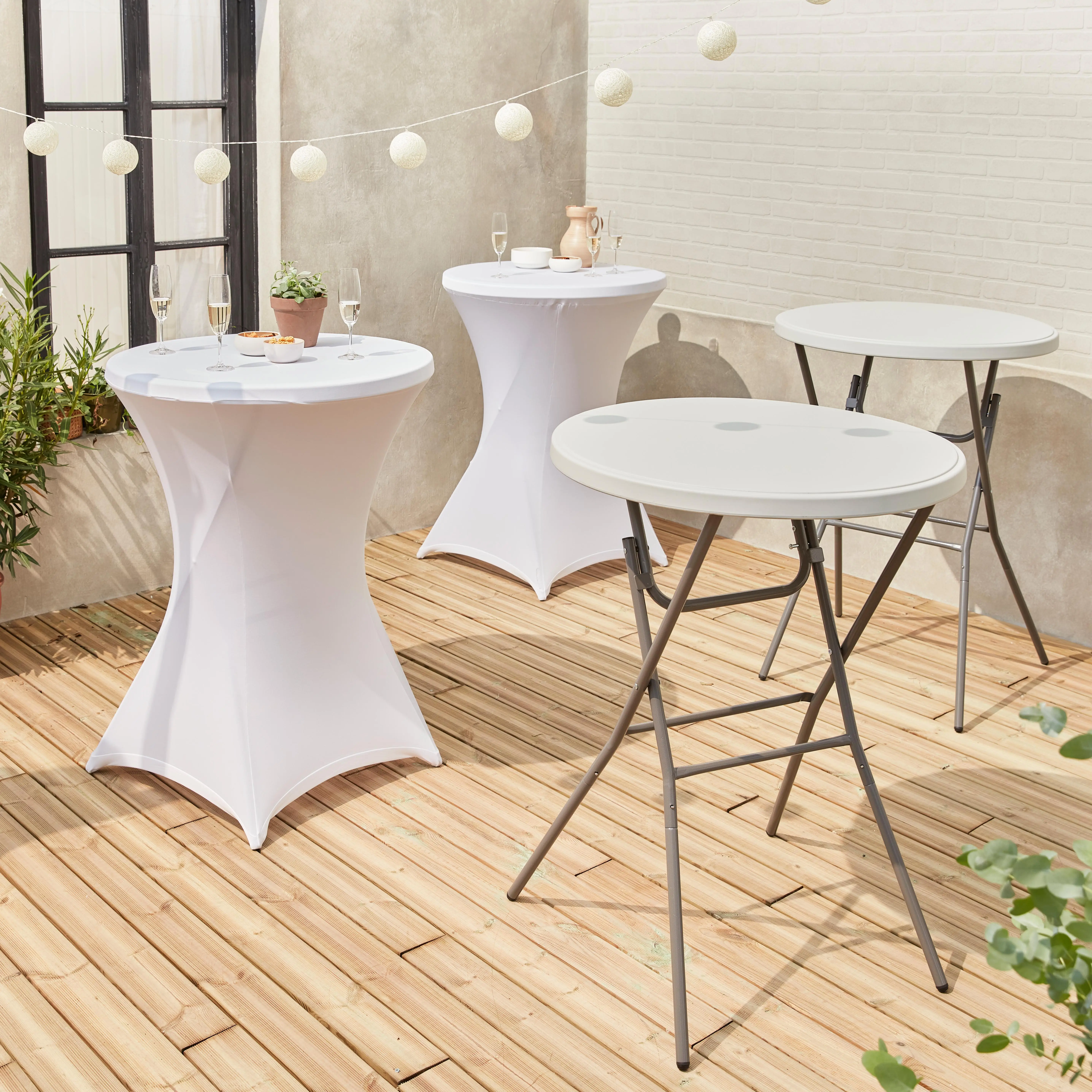 Table mange debout pliante avec housse de protection (lot de 2)