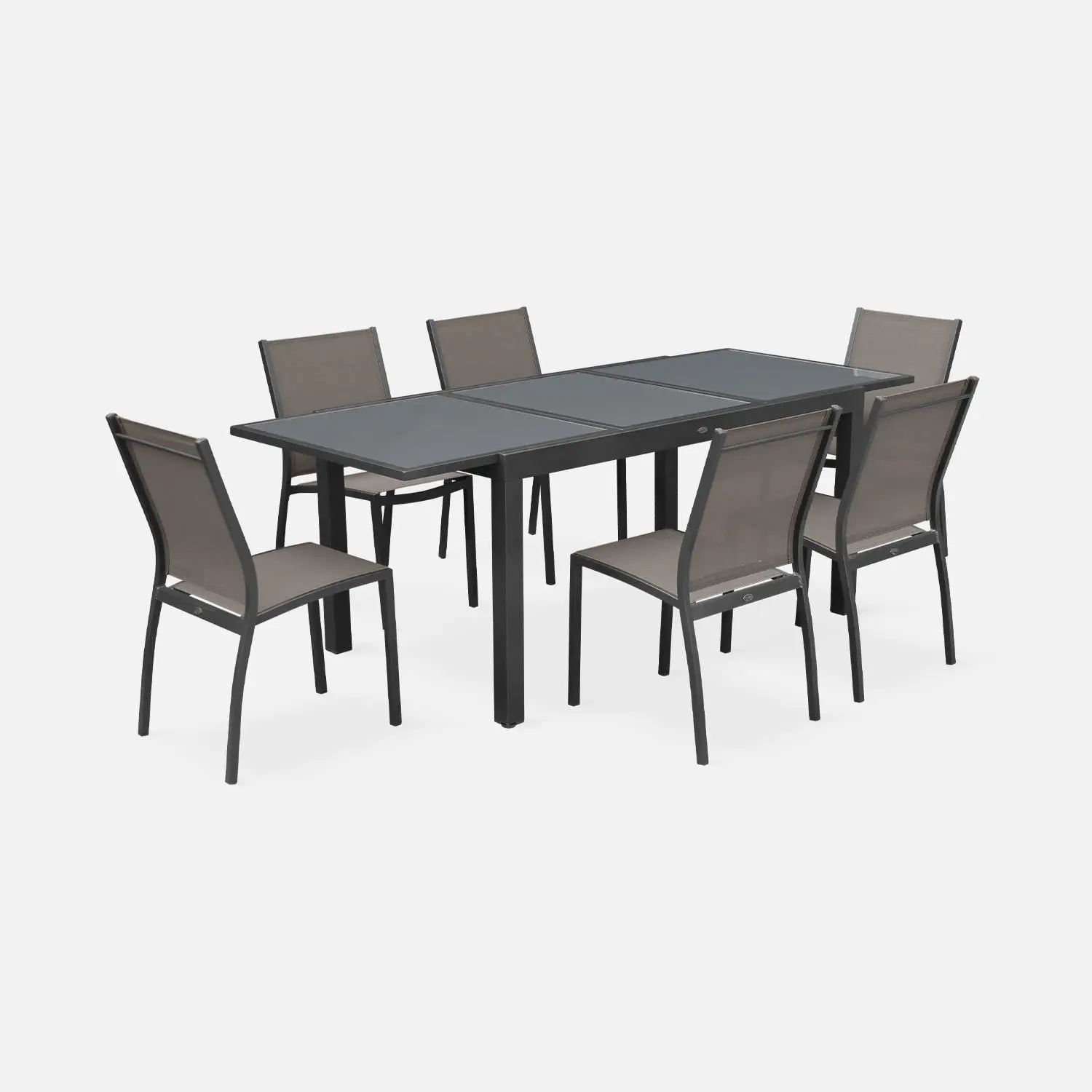 Table de jardin extensible aluminium + 6 assises