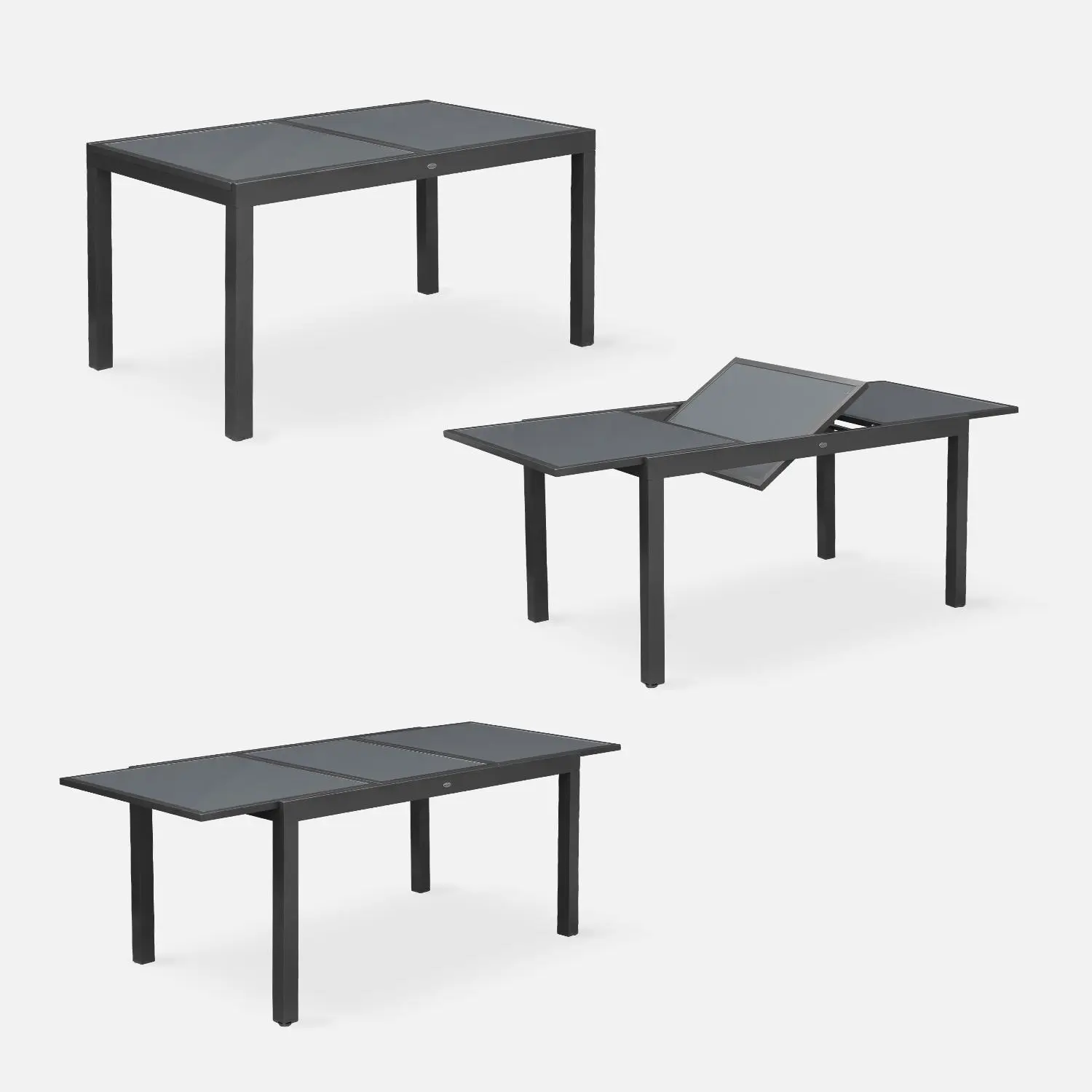 Table de jardin extensible aluminium + 6 assises