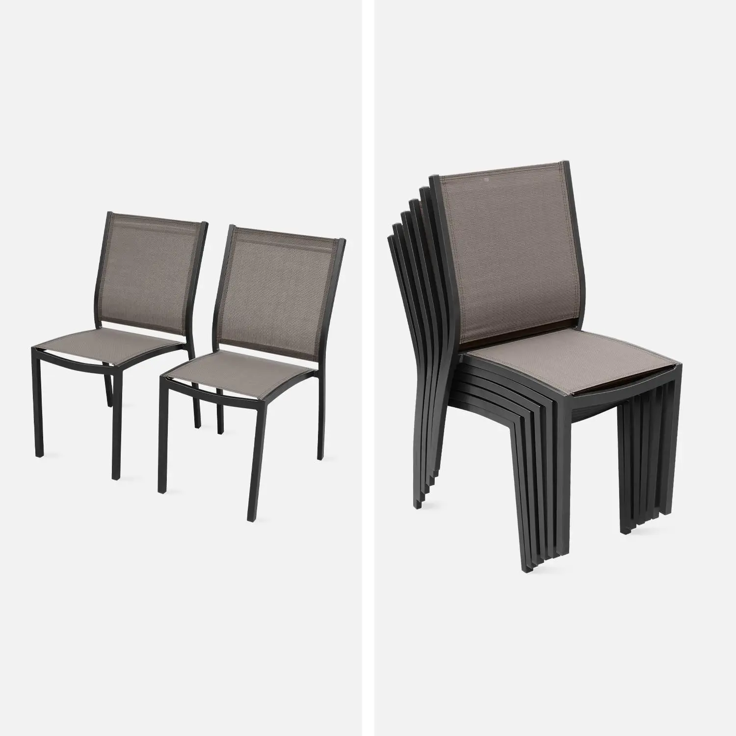 Table de jardin extensible aluminium + 6 assises