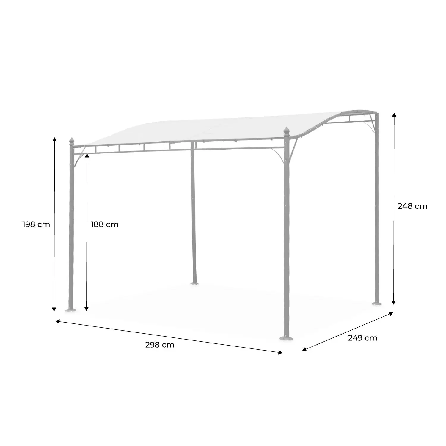 Pergola adossée acier 3x2,5m