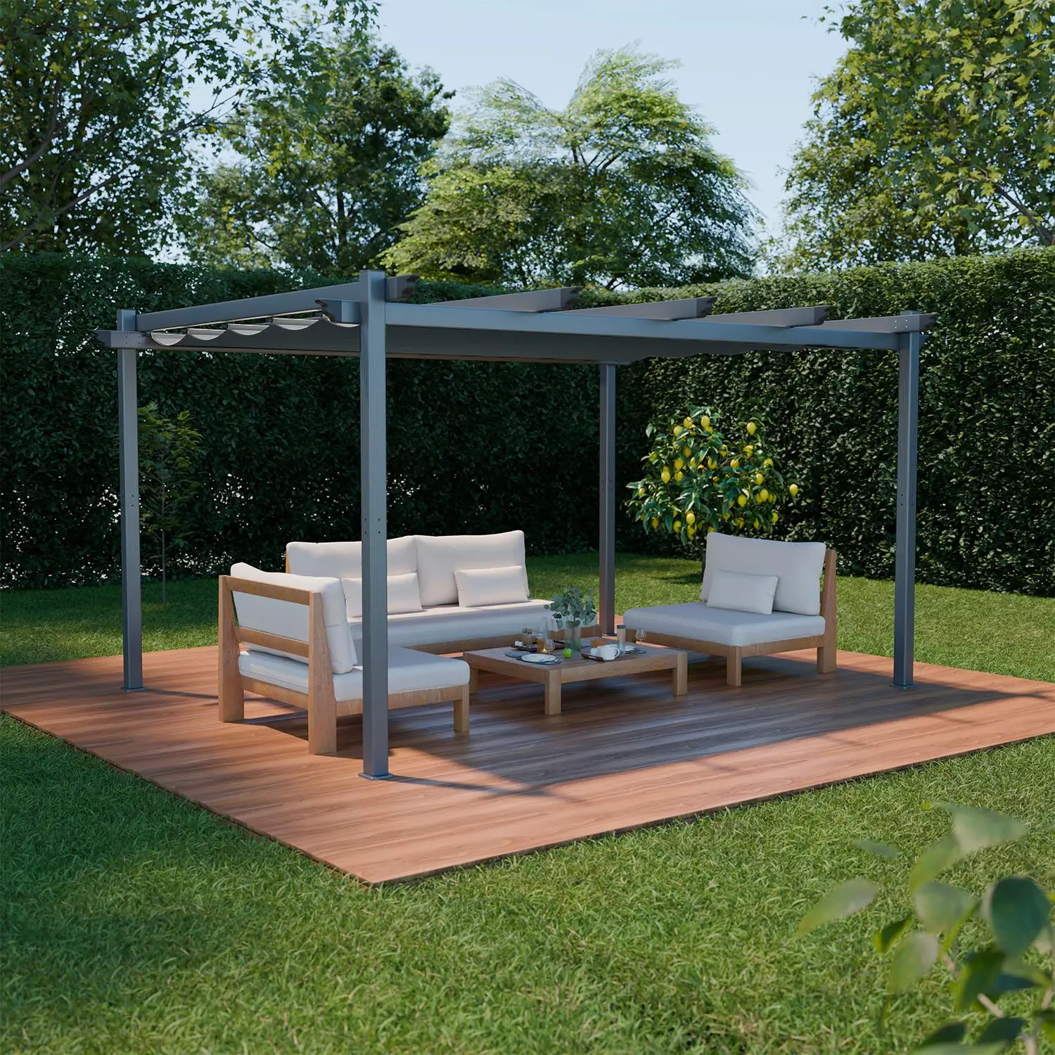 Pergola aluminium 3x4m toile coulissante