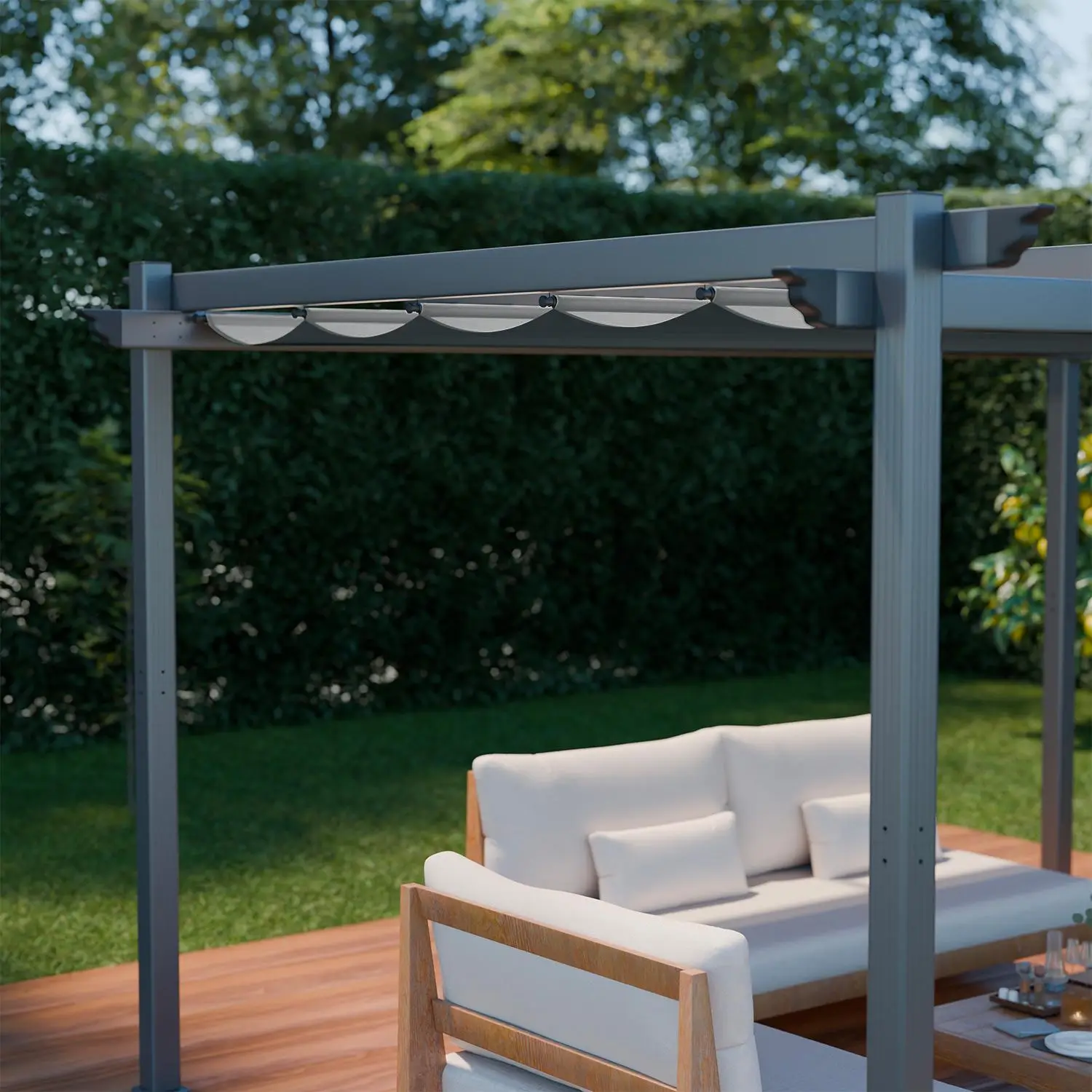 Pergola aluminium 3x4m toile coulissante