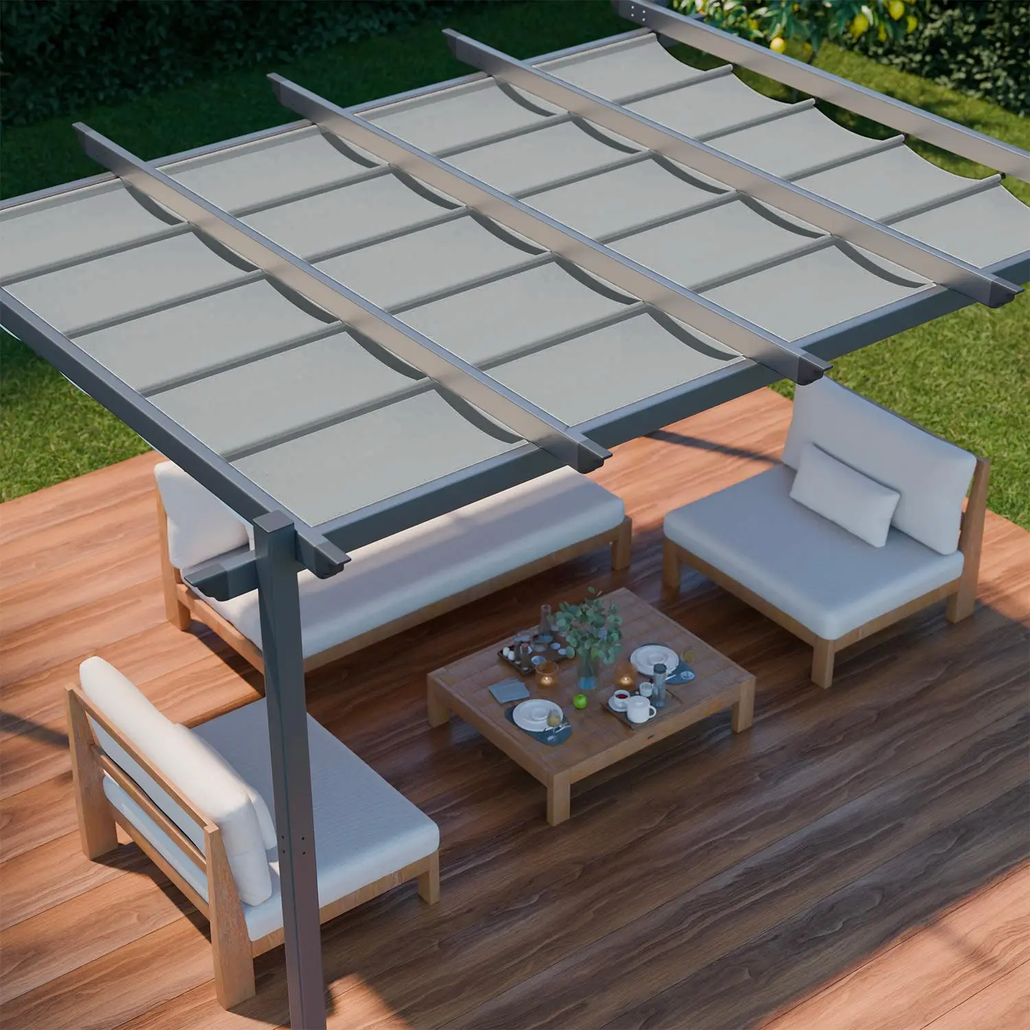 Pergola aluminium 3x4m toile coulissante