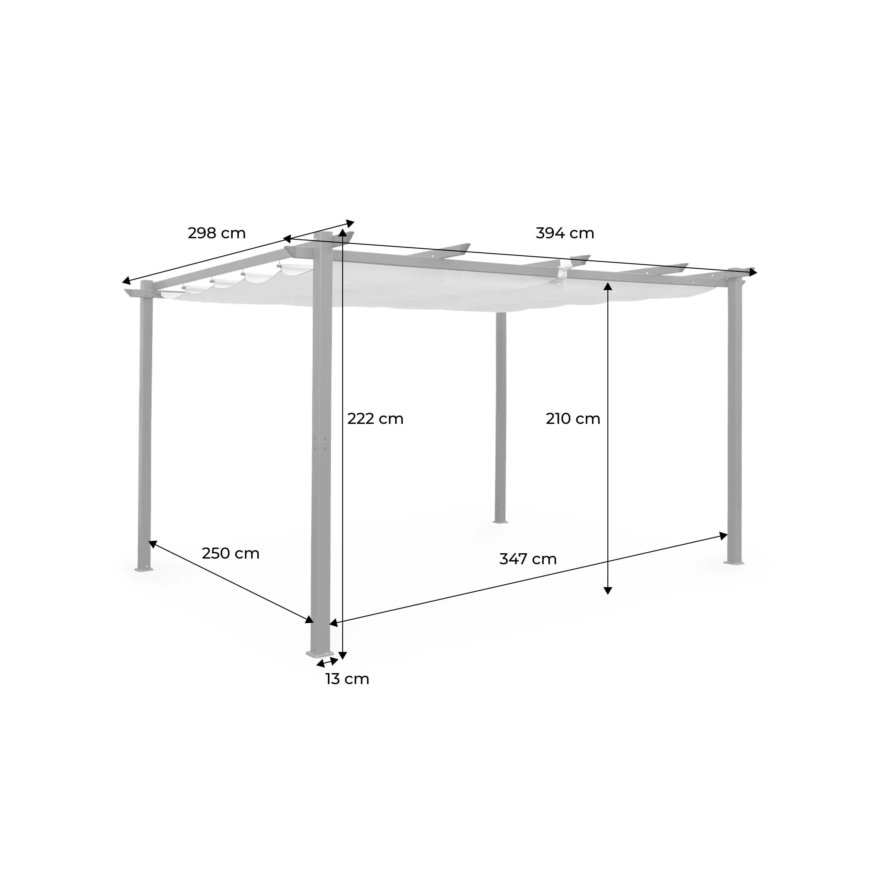 Pergola aluminium 3x4m toile coulissante