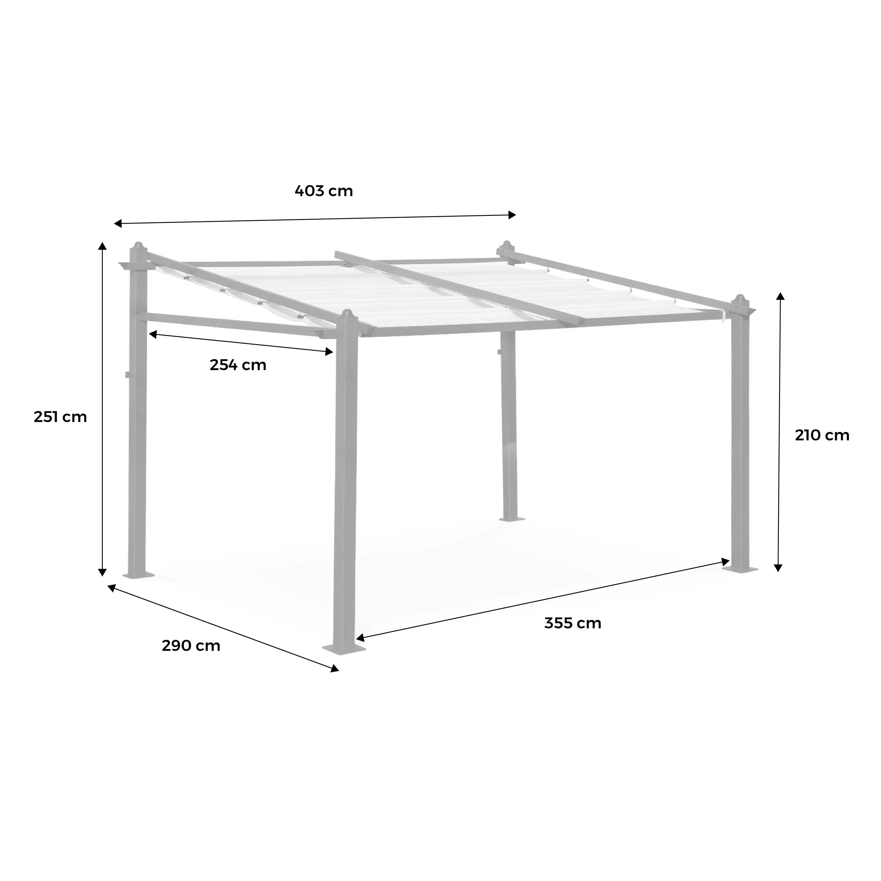 Pergola aluminium 3x4 m toile coulissante