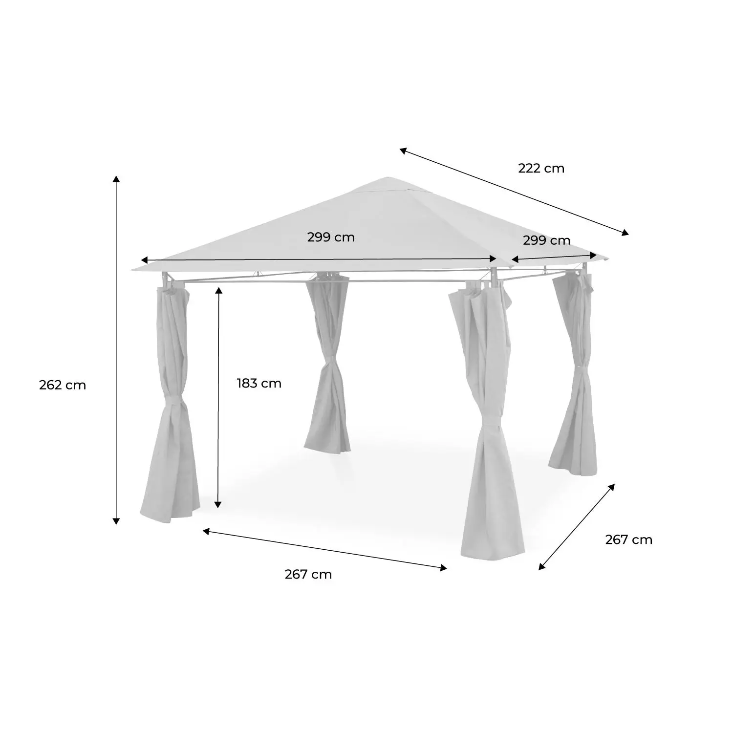 Tonnelle 3x3m avec rideaux