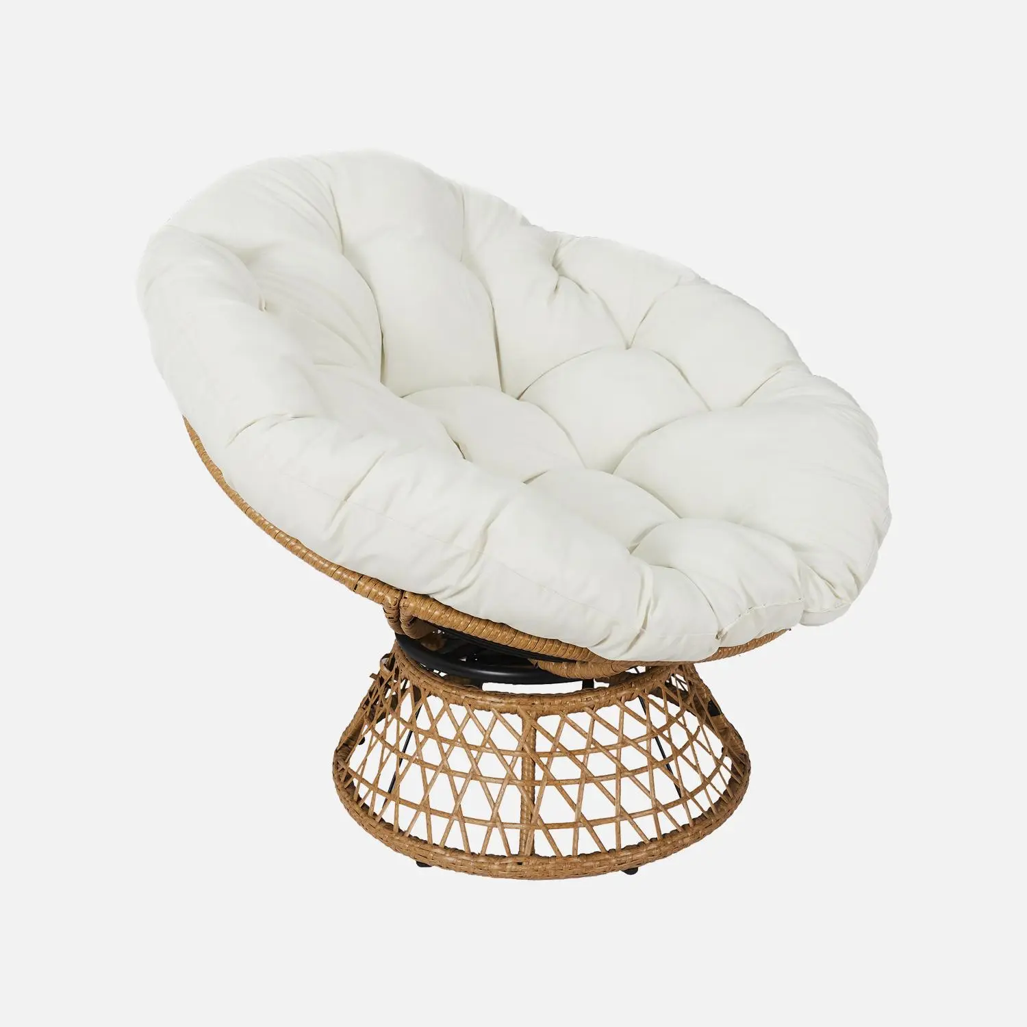 Fauteuil papasan intérieur/extérieur polyrotin rotatif, loveuse Ø96cm