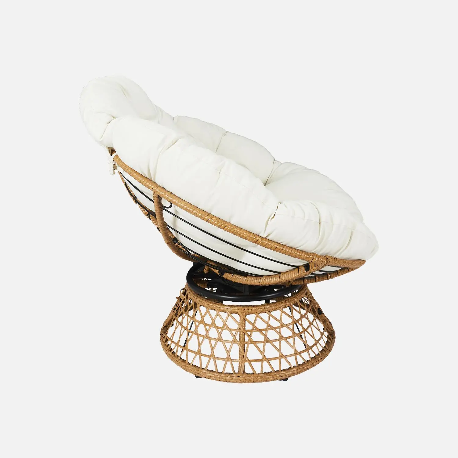 Fauteuil papasan intérieur/extérieur polyrotin rotatif, loveuse Ø96cm