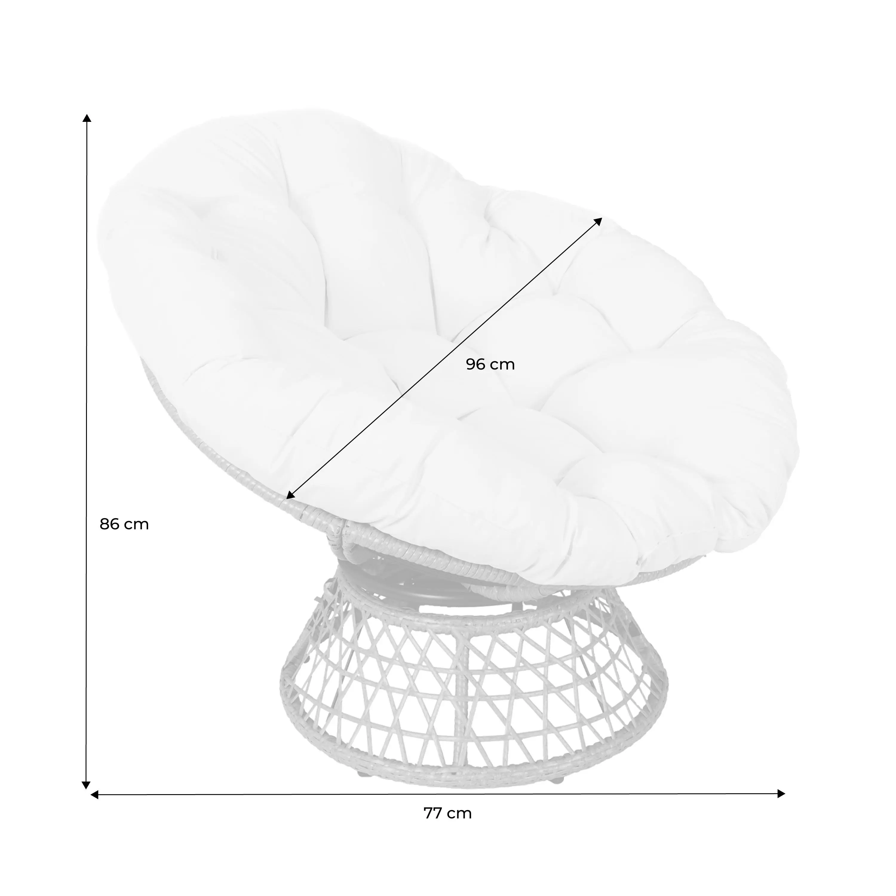Fauteuil papasan intérieur/extérieur polyrotin rotatif, loveuse Ø96cm