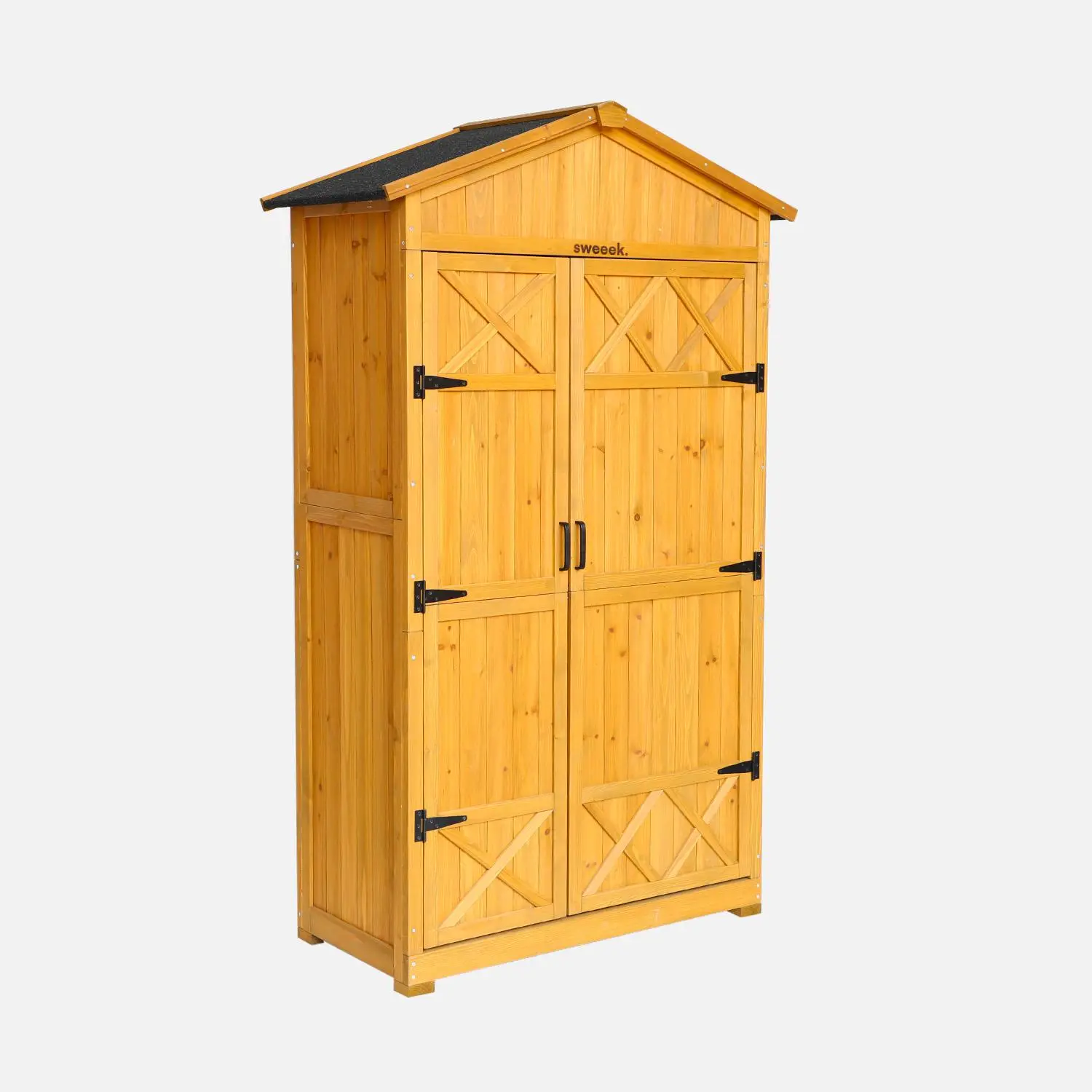 Abri de jardin bois de sapin 6 espaces de rangement 105cm