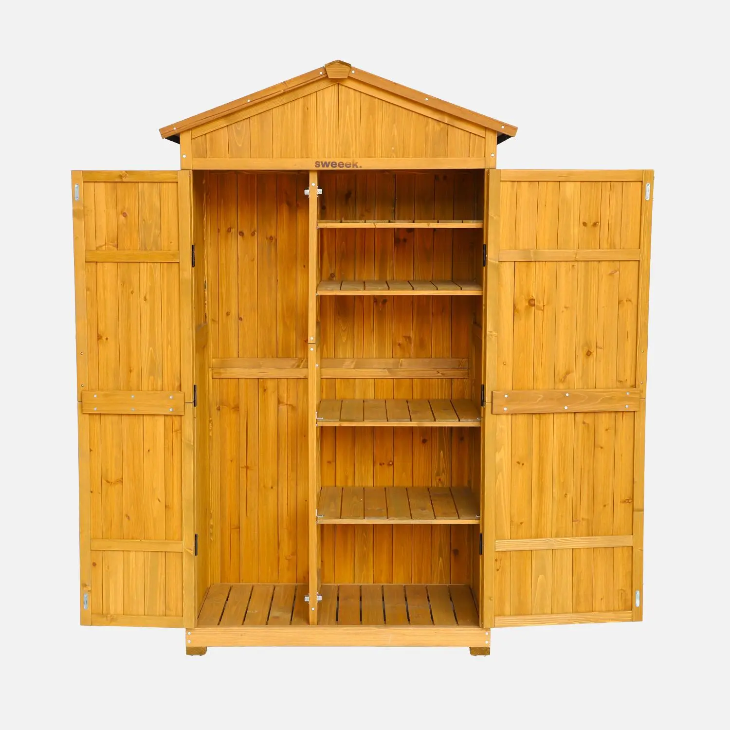 Abri de jardin bois de sapin 6 espaces de rangement 105cm