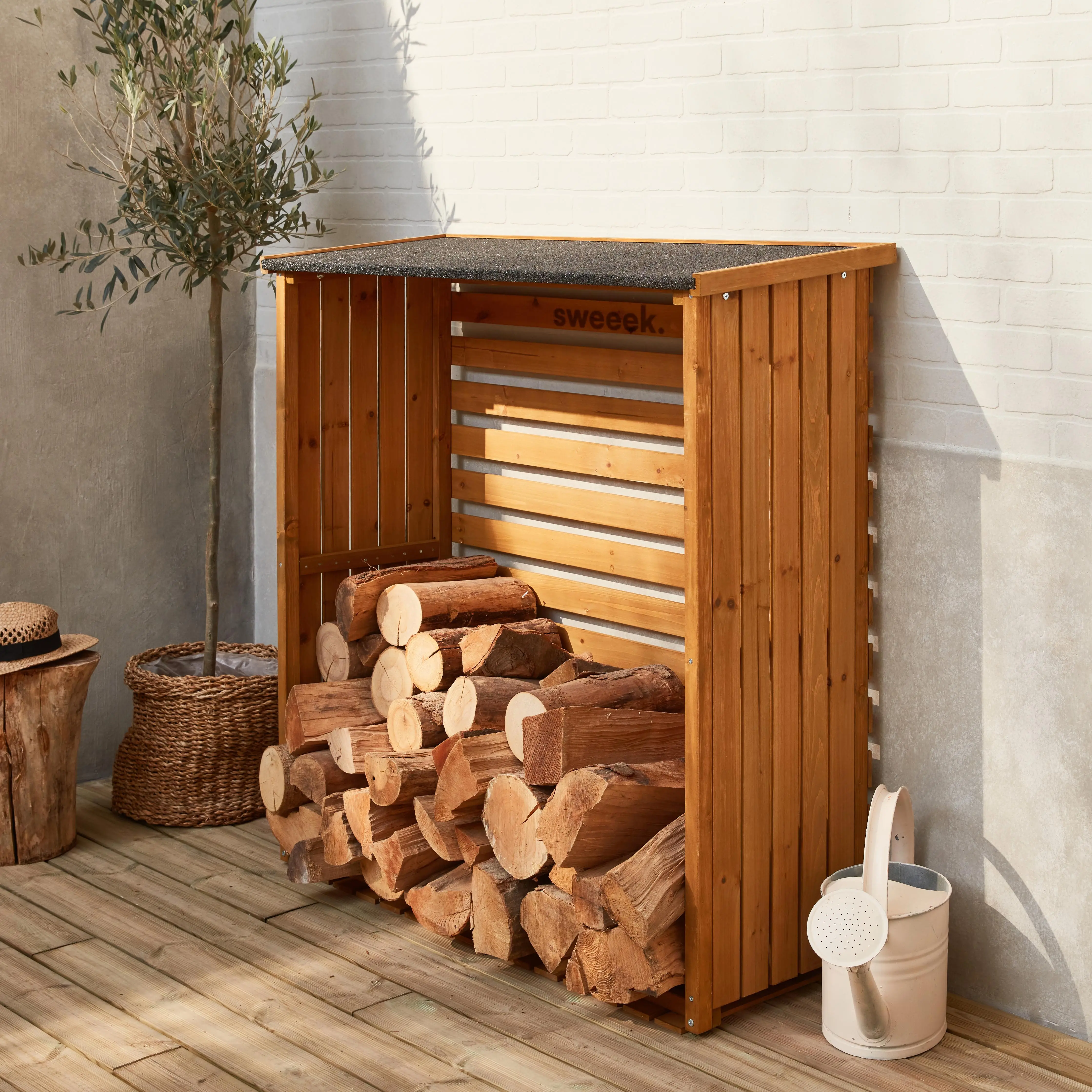 Abri bûches bois de sapin (lot de 2)