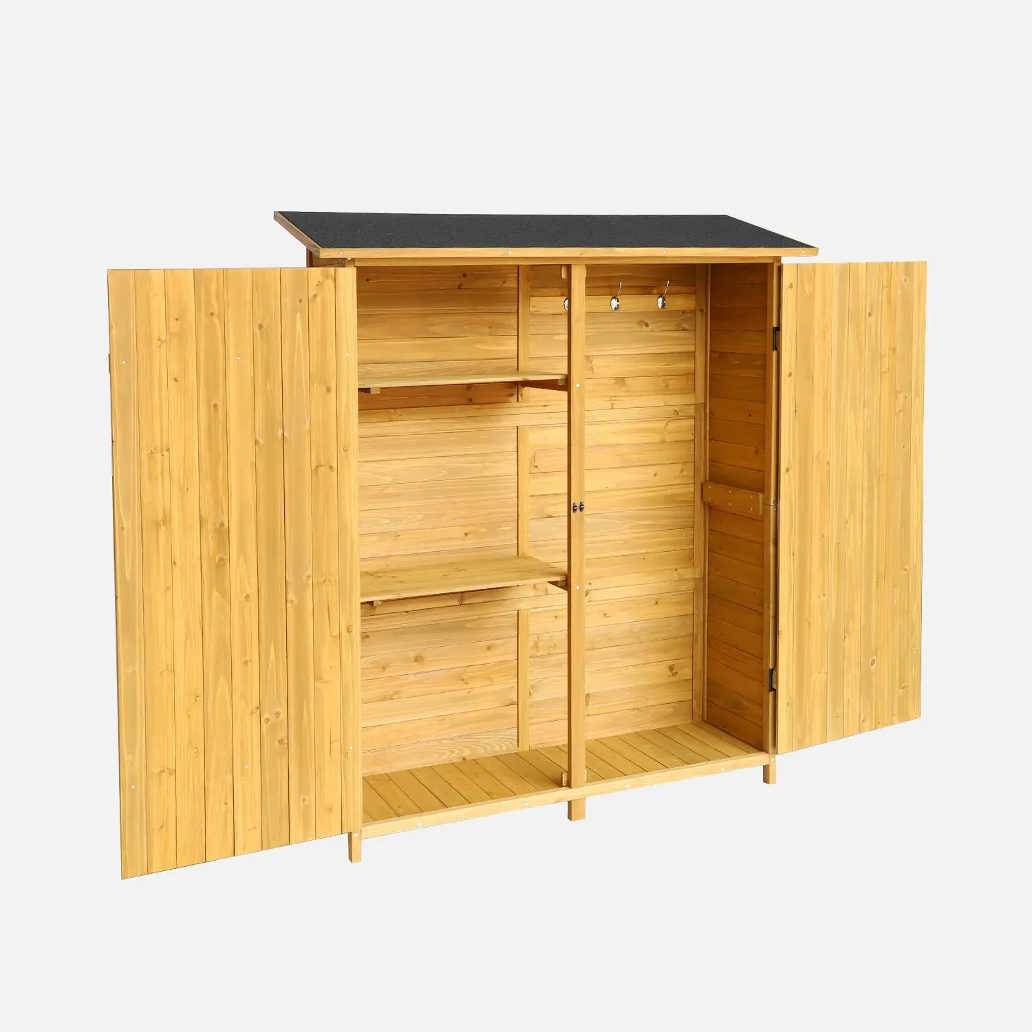Abri de jardin bois de sapin 4 espaces de rangement 140cm