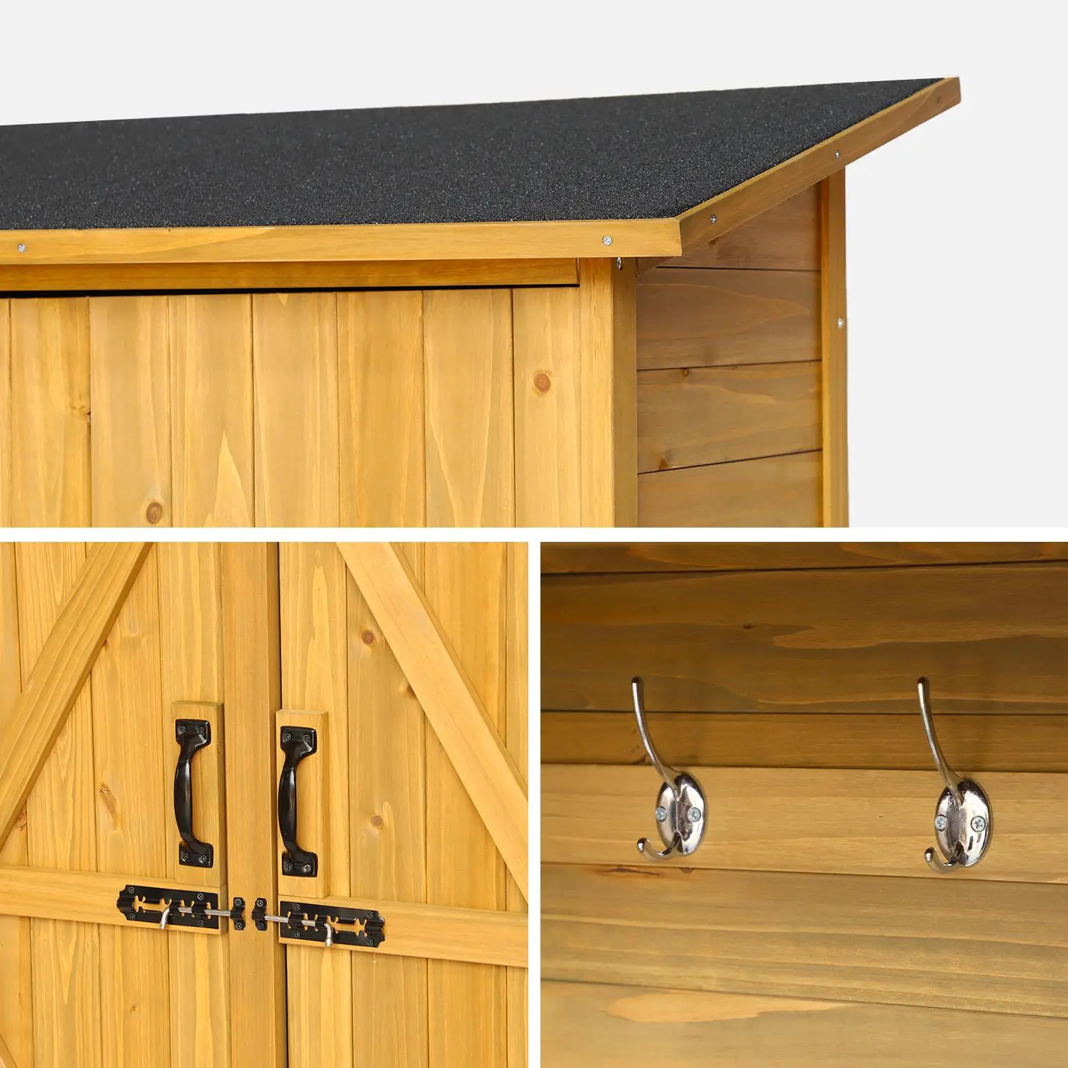 Abri de jardin bois de sapin 4 espaces de rangement 140cm