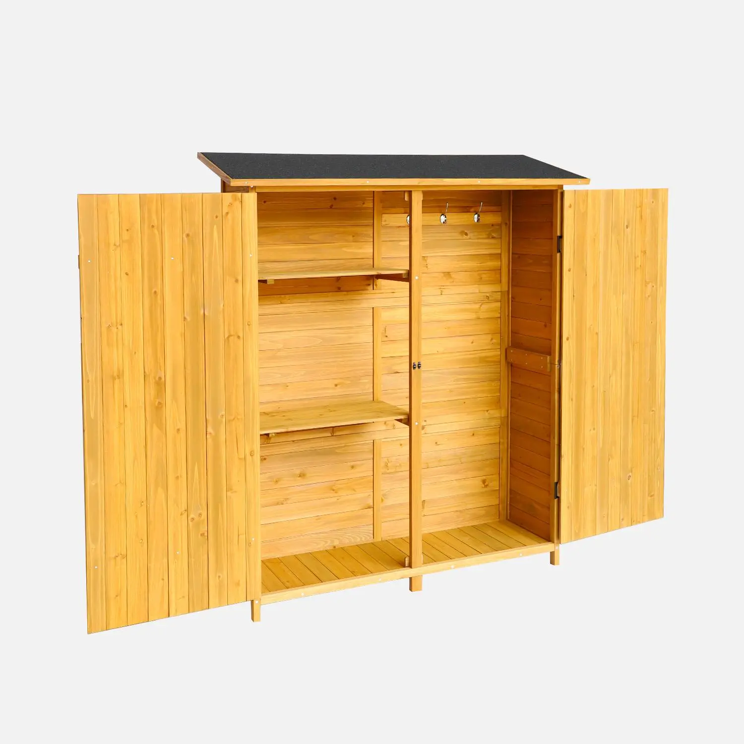 Abri de jardin bois de sapin 4 espaces de rangement 140cm