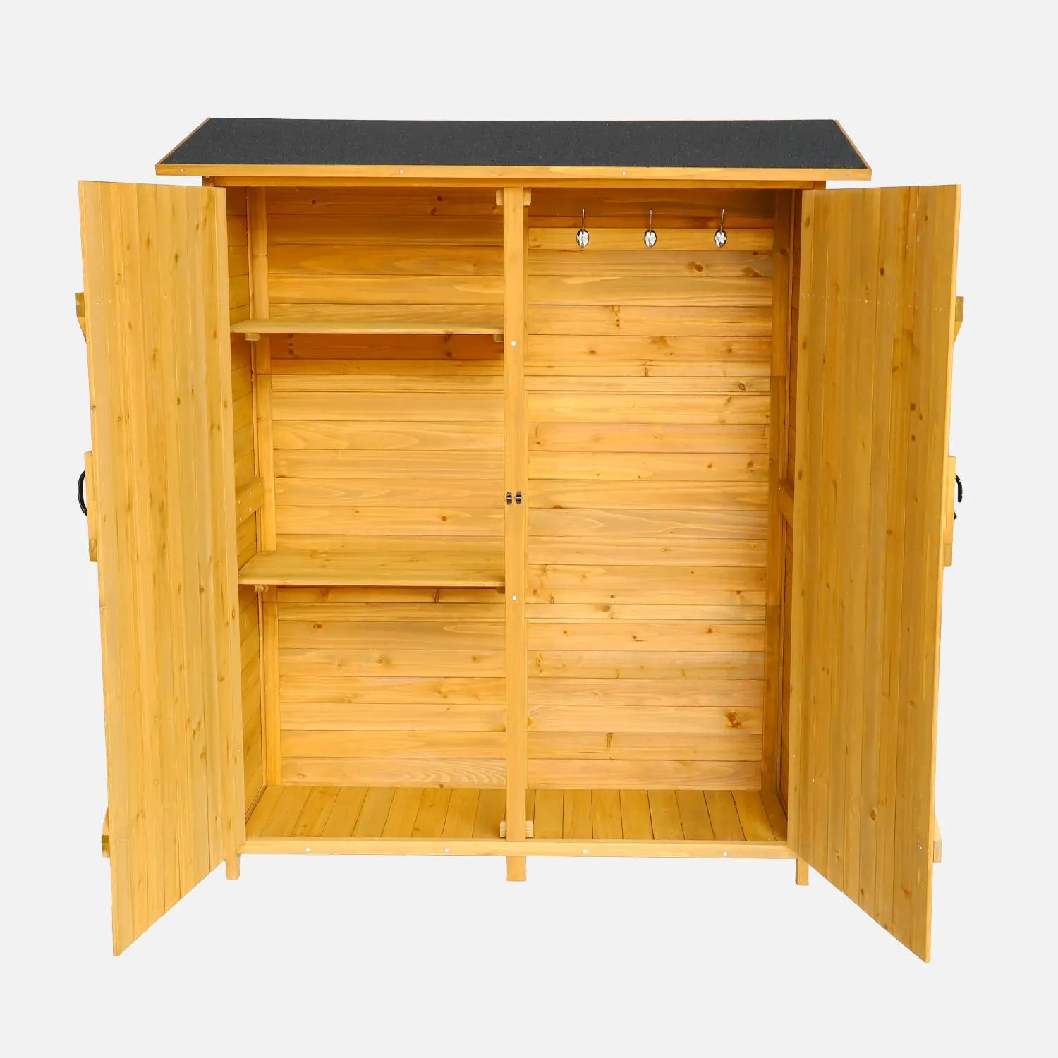 Abri de jardin bois de sapin 4 espaces de rangement 140cm
