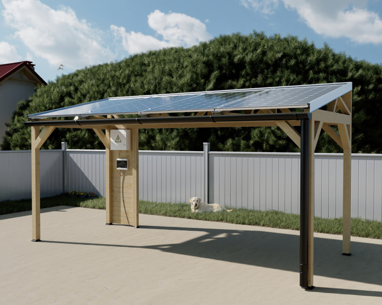 Carport photovoltaïque Wattoit 2 kWc long — 1,91 × 4,63 m