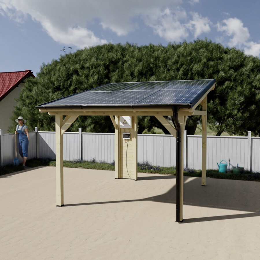 Carport photovoltaïque Wattoit 3 kWc — 3,75 × 3,52 m