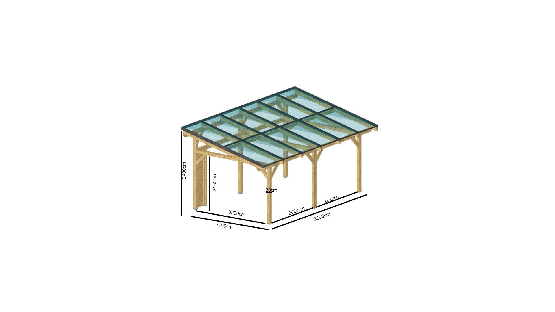 Carport photovoltaïque Wattoit monopente 6 kWc en épicéa massif