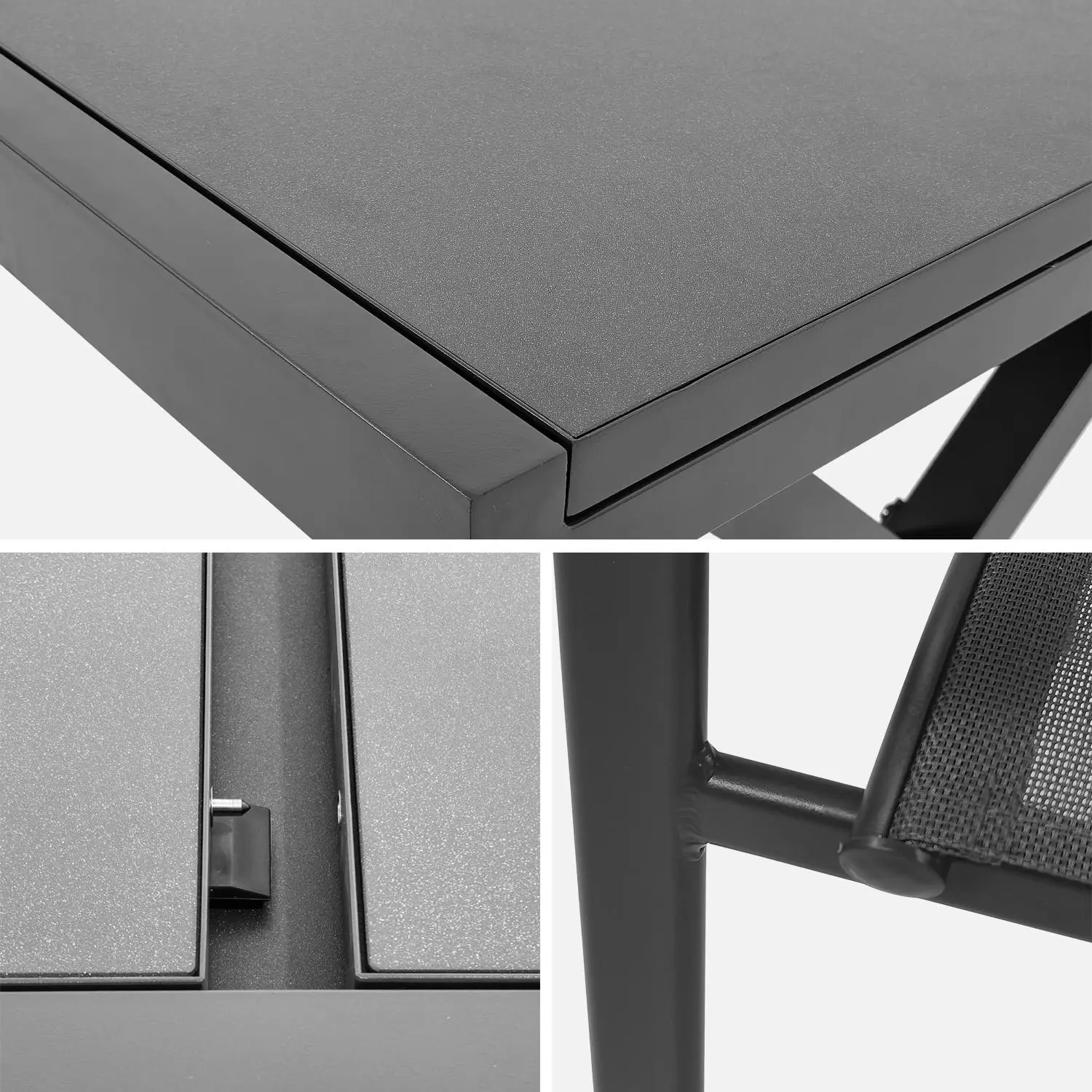 Table de jardin extensible aluminium + 8 assises