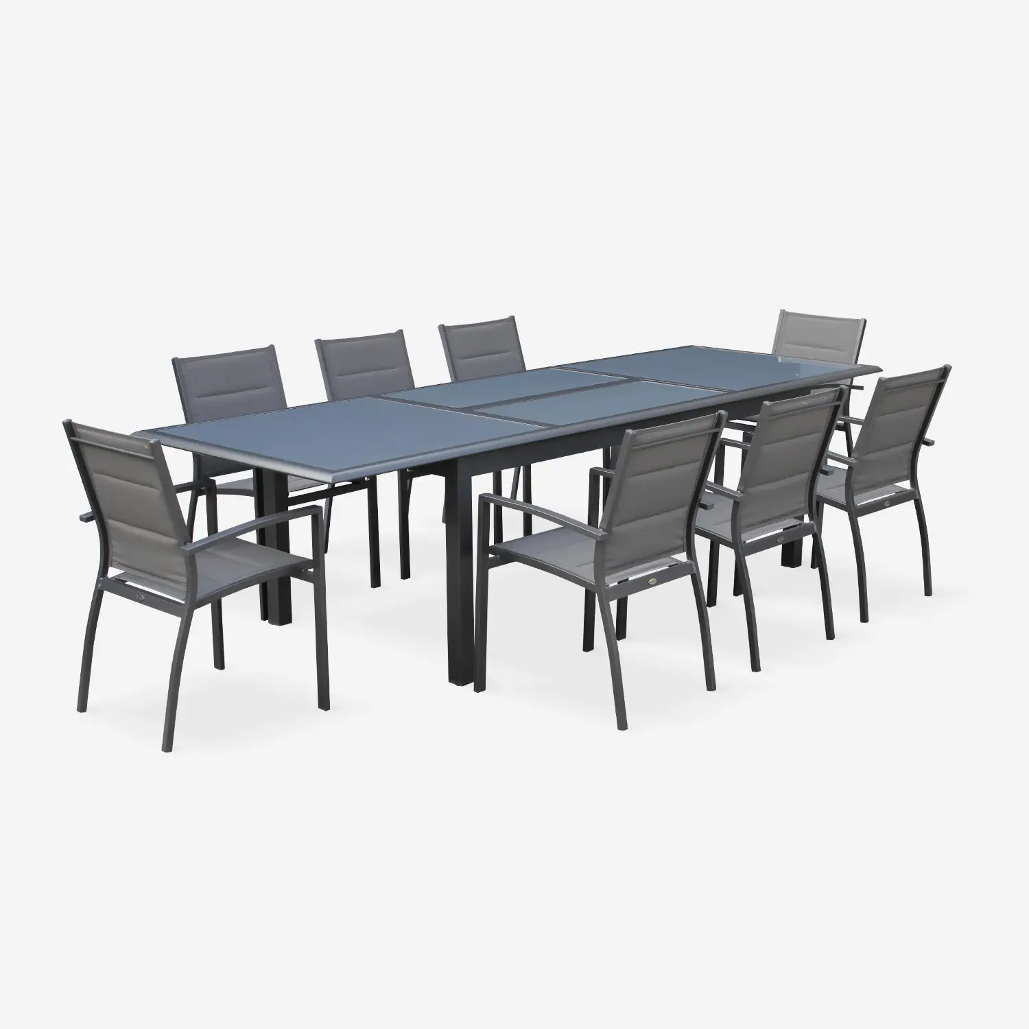 Table de jardin extensible aluminium + 8 assises