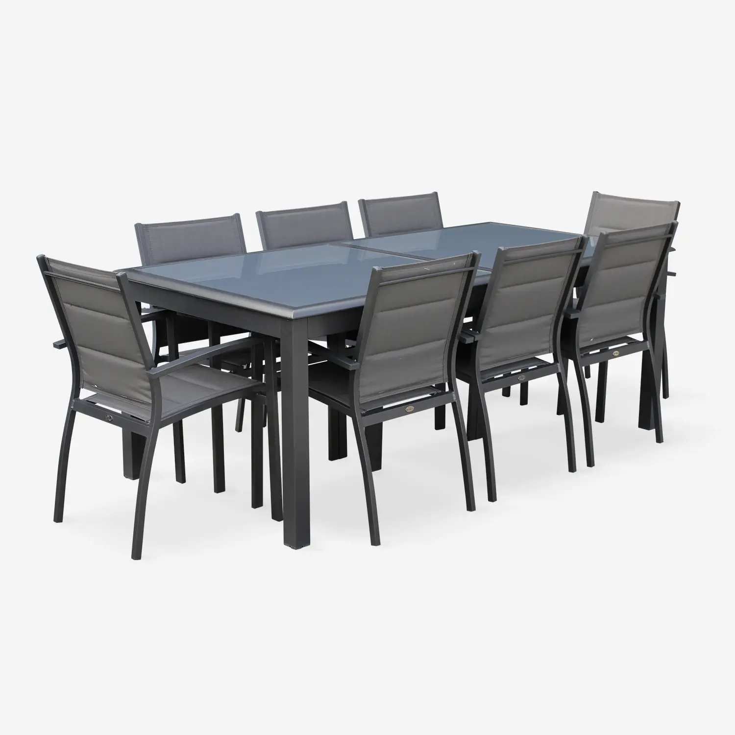 Table de jardin extensible aluminium + 8 assises