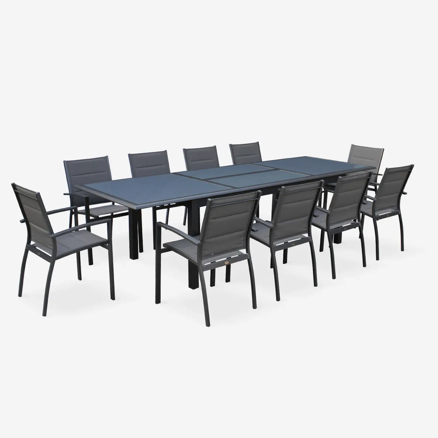 Table de jardin extensible aluminium + 8 assises